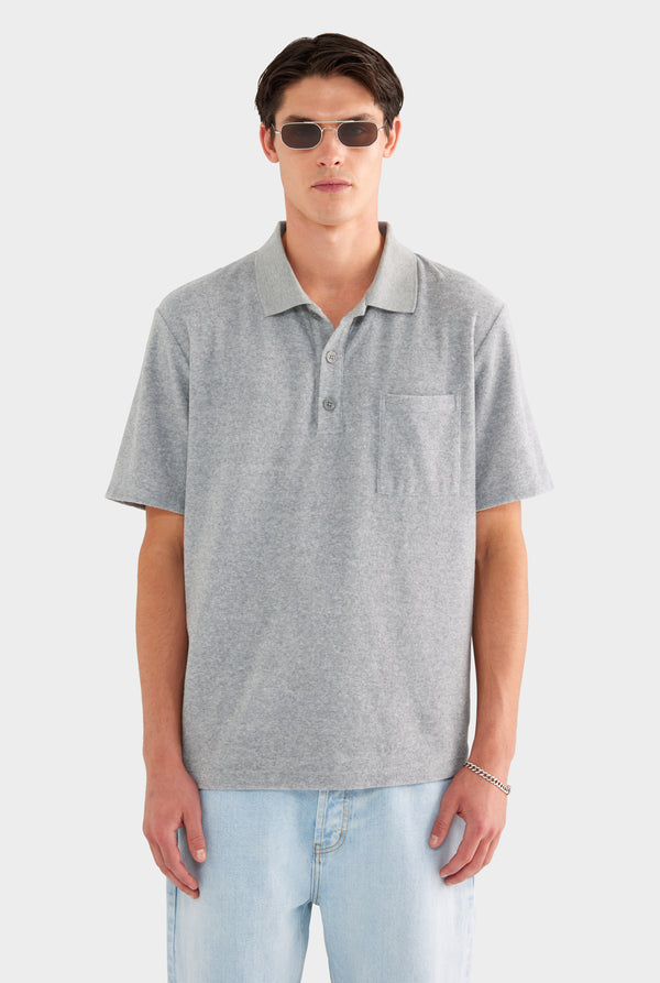Terry Polo - Grey Marl - 75% Cotton 25% Polyester / Grey Marl / S
