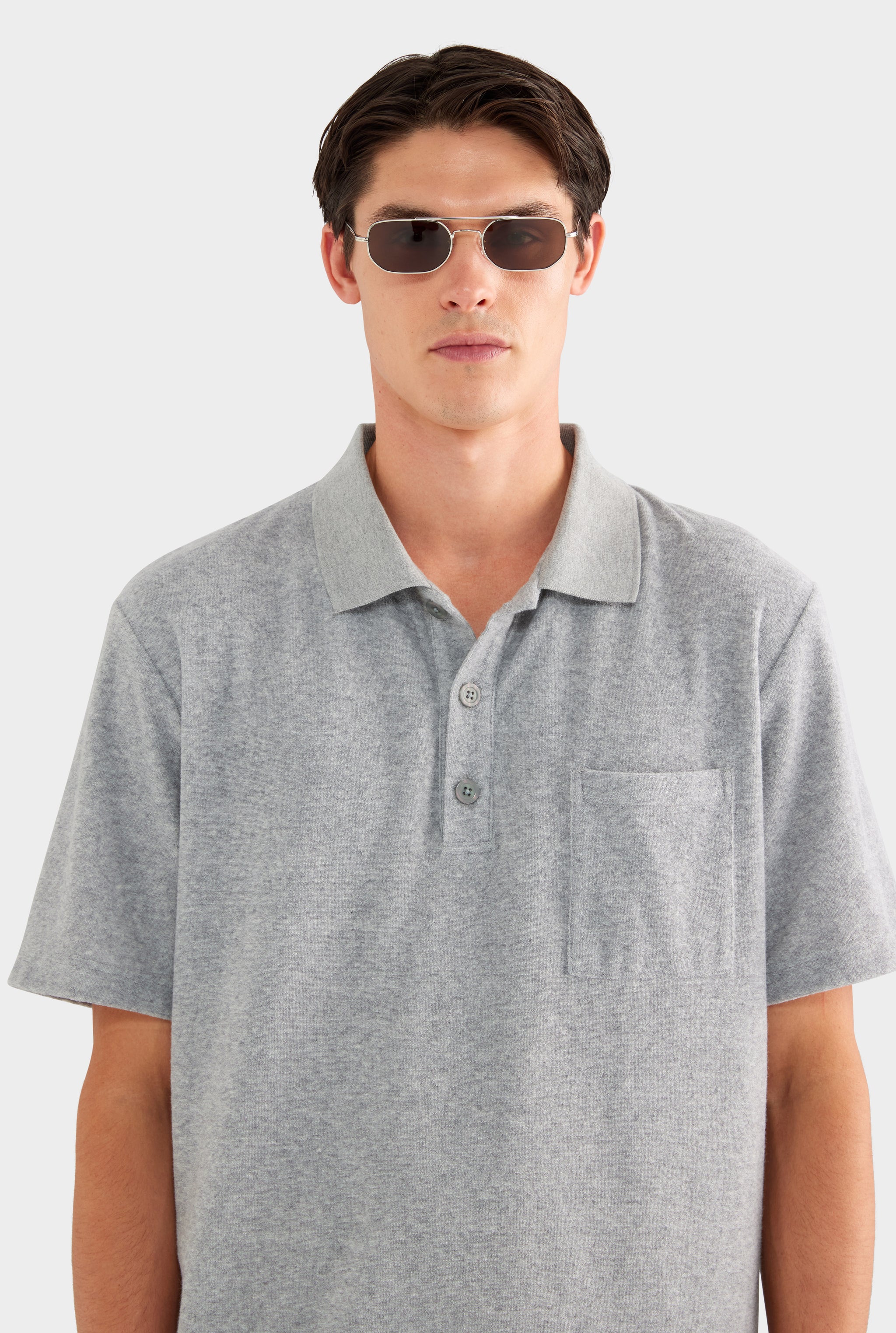 Terry Polo - Grey Marl - 75% Cotton 25% Polyester / Grey Marl / S