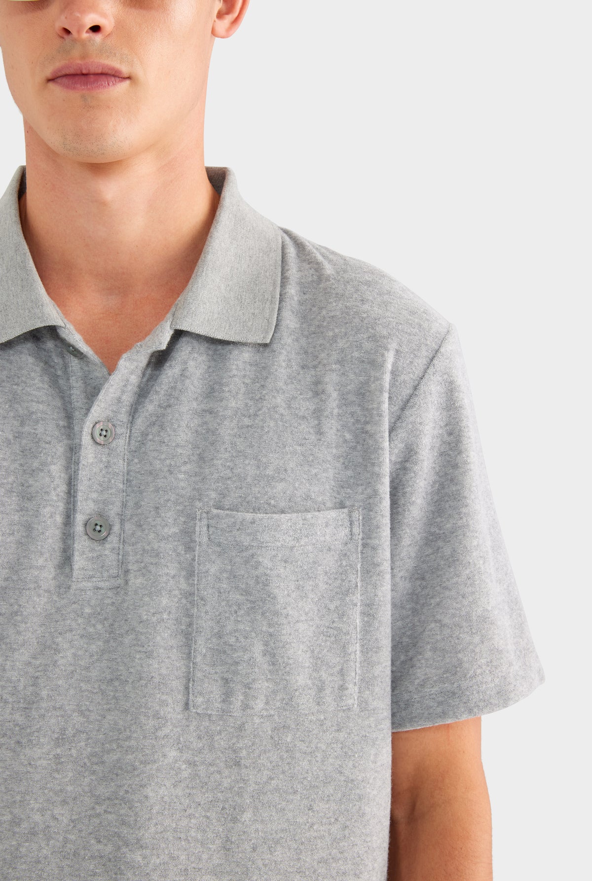 Terry Polo - Grey Marl - 75% Cotton 25% Polyester / Grey Marl / S