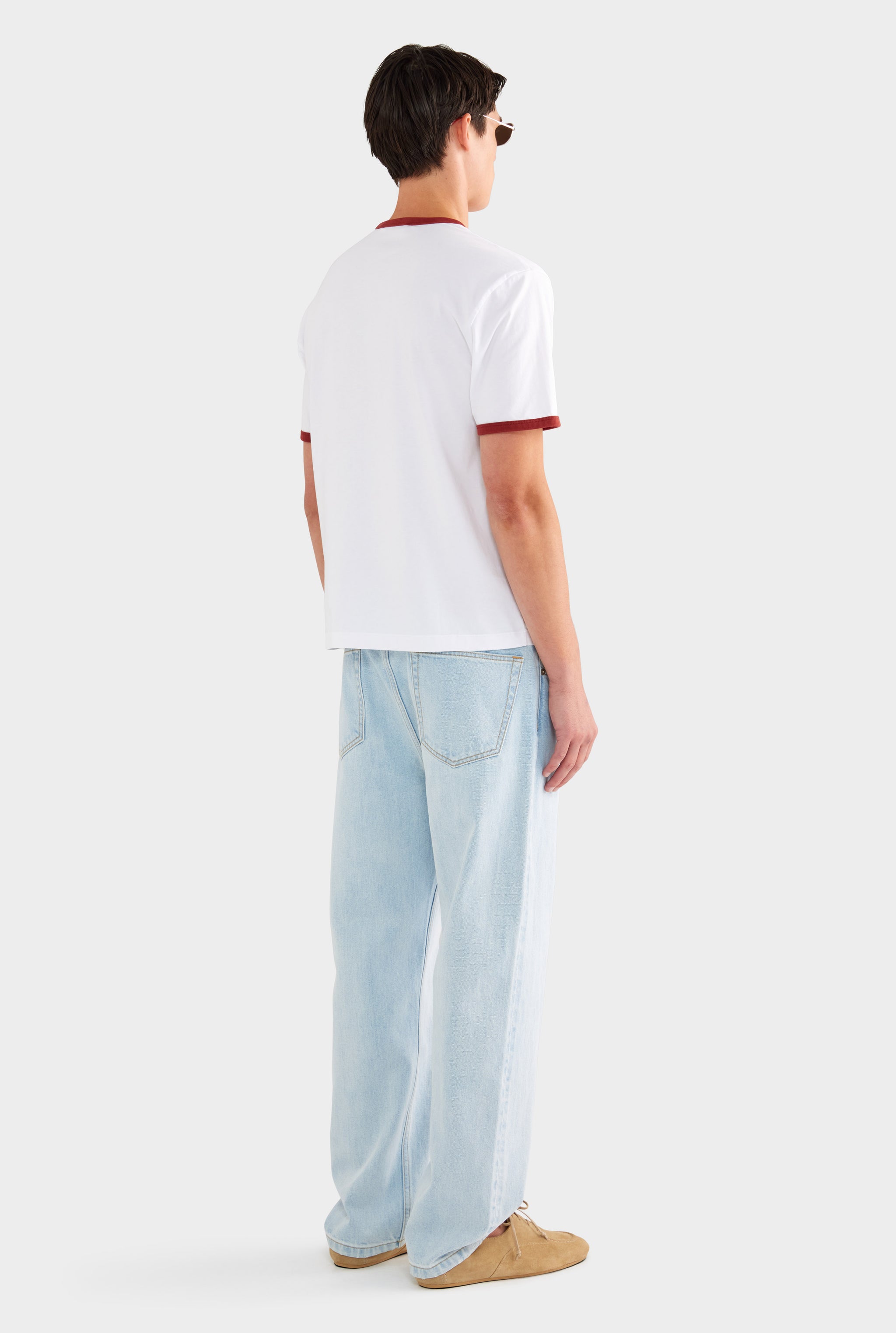 Ringer T Shirt - White/Burnt Red - 100% Cotton / White/Burnt Red / XS