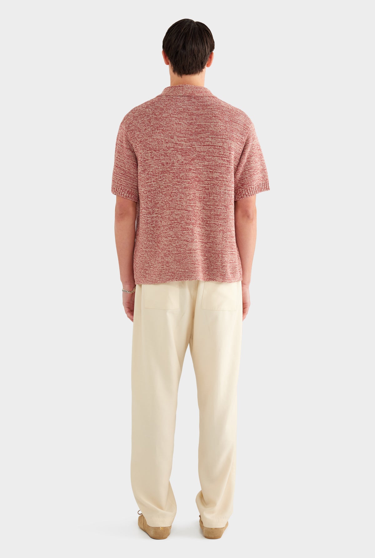 Marled Cotton Linen Polo - Burnt Red/Linen - 55% Linen 45% Cotton / Burnt Red/Linen / XS