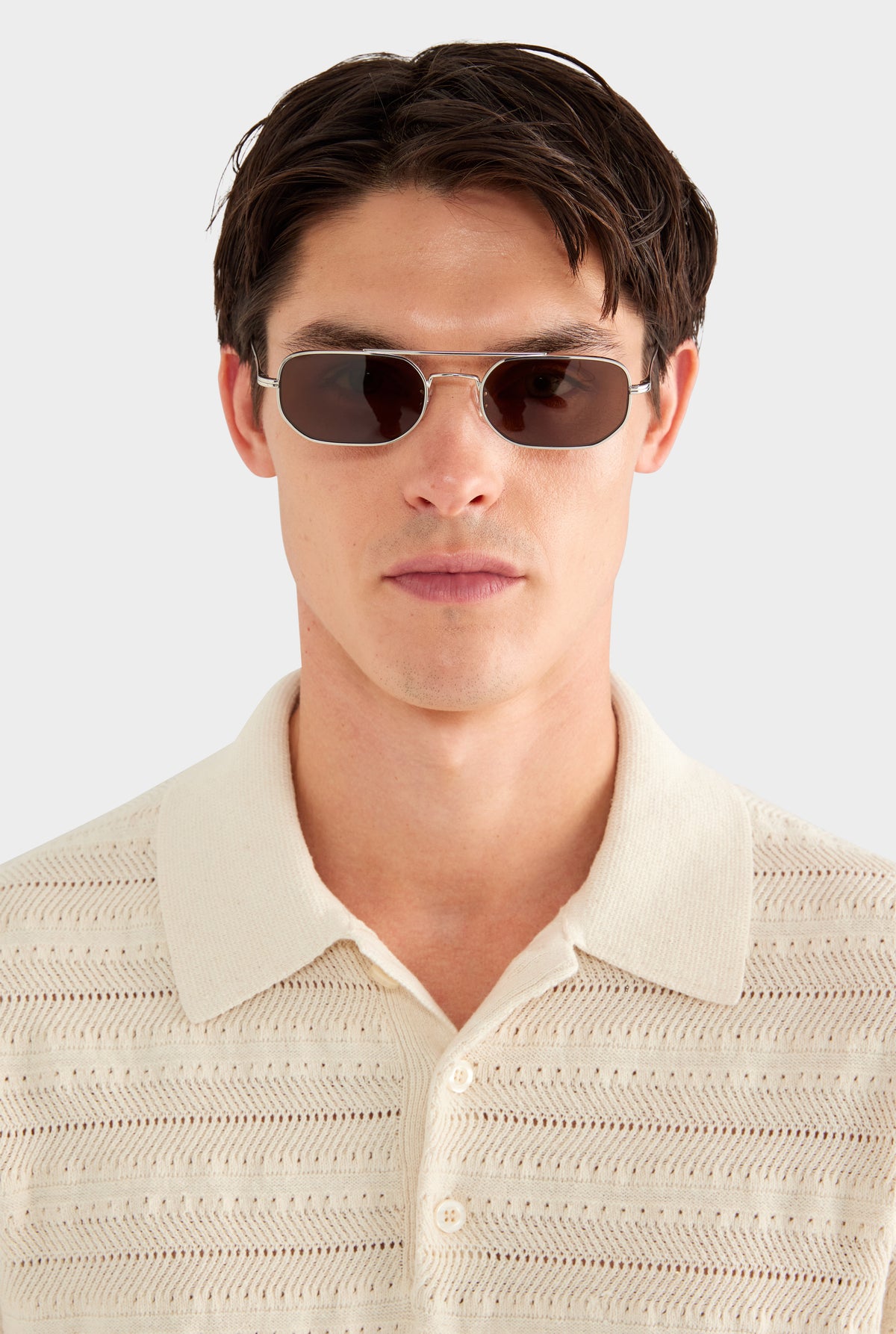 Linen Cotton Pointelle Polo - Natural - 55% Linen 45% Cotton / Natural / XS