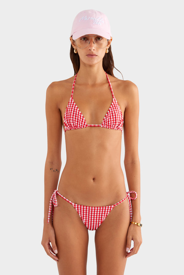 Gingham Triangle Bikini - Red/White Gingham - XS