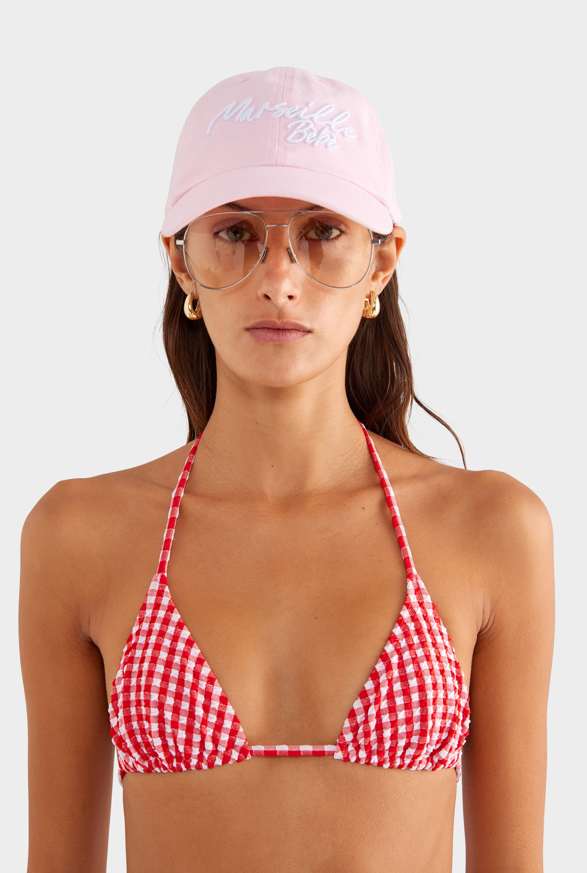 Gingham Triangle Bikini - Red/White Gingham - XS