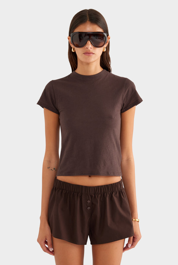 Lightweight Cotton Baby Tee - Dark Chocolate - XS