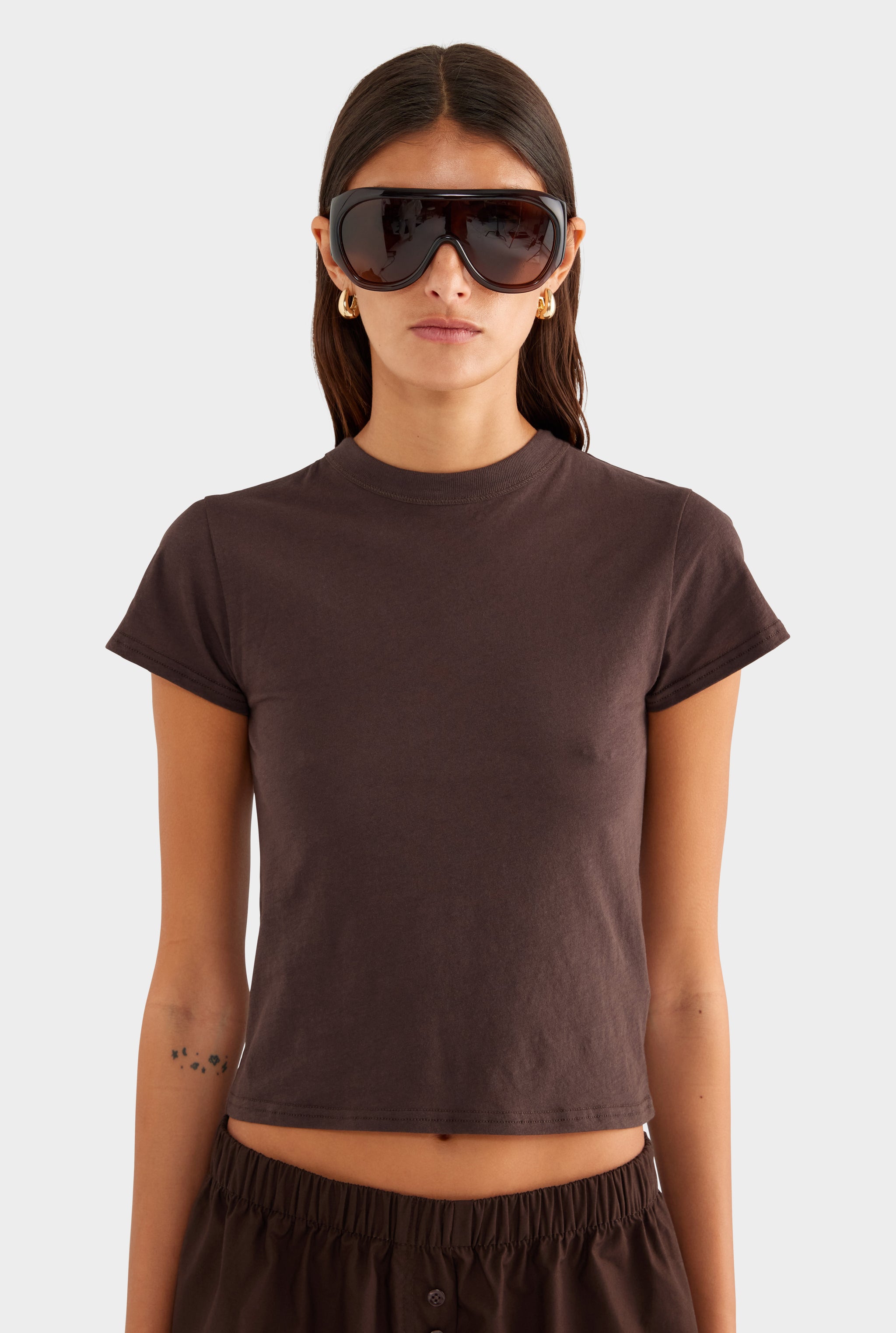 Lightweight Cotton Baby Tee - Dark Chocolate - XS