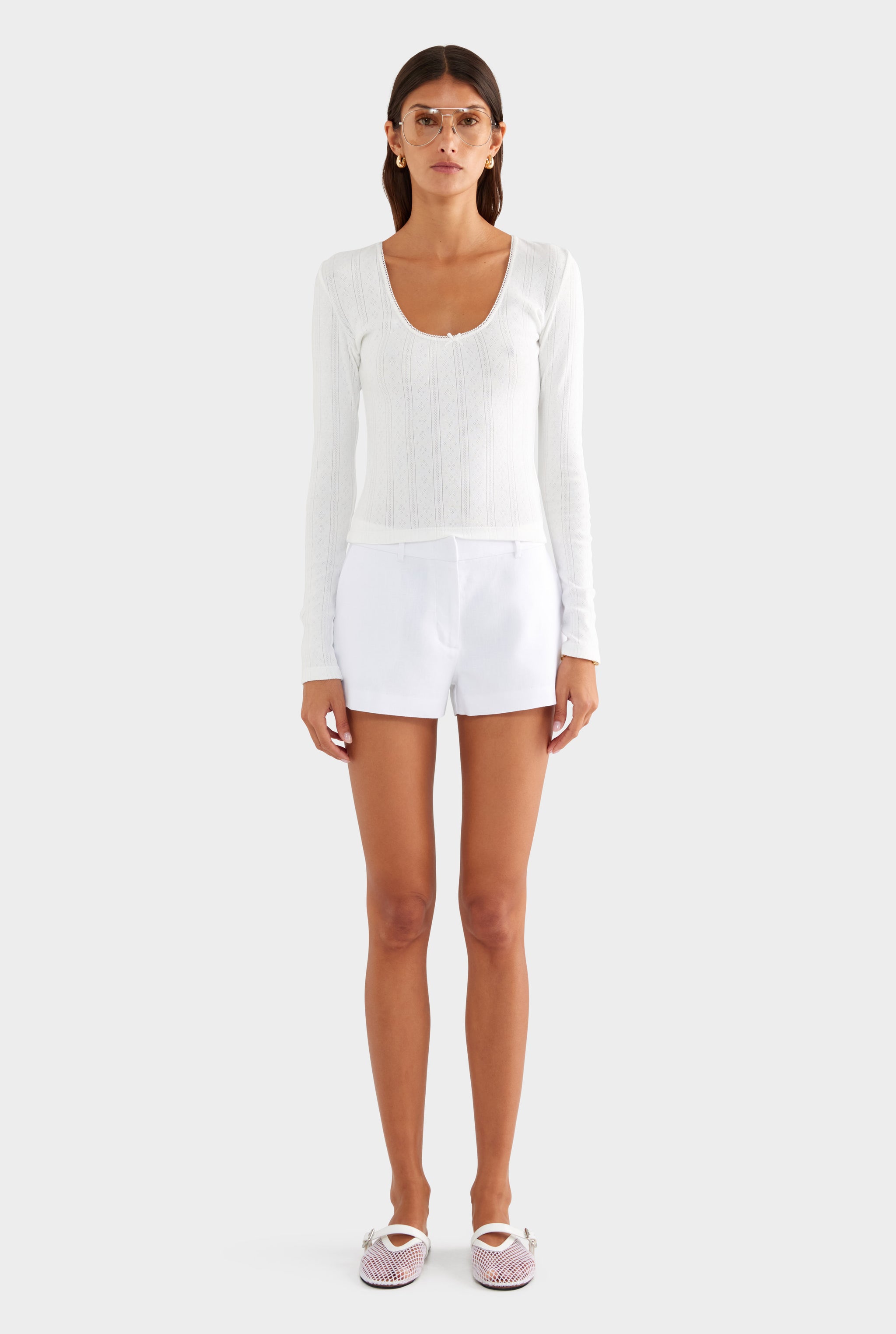 Linen Tailored Short - White - XS