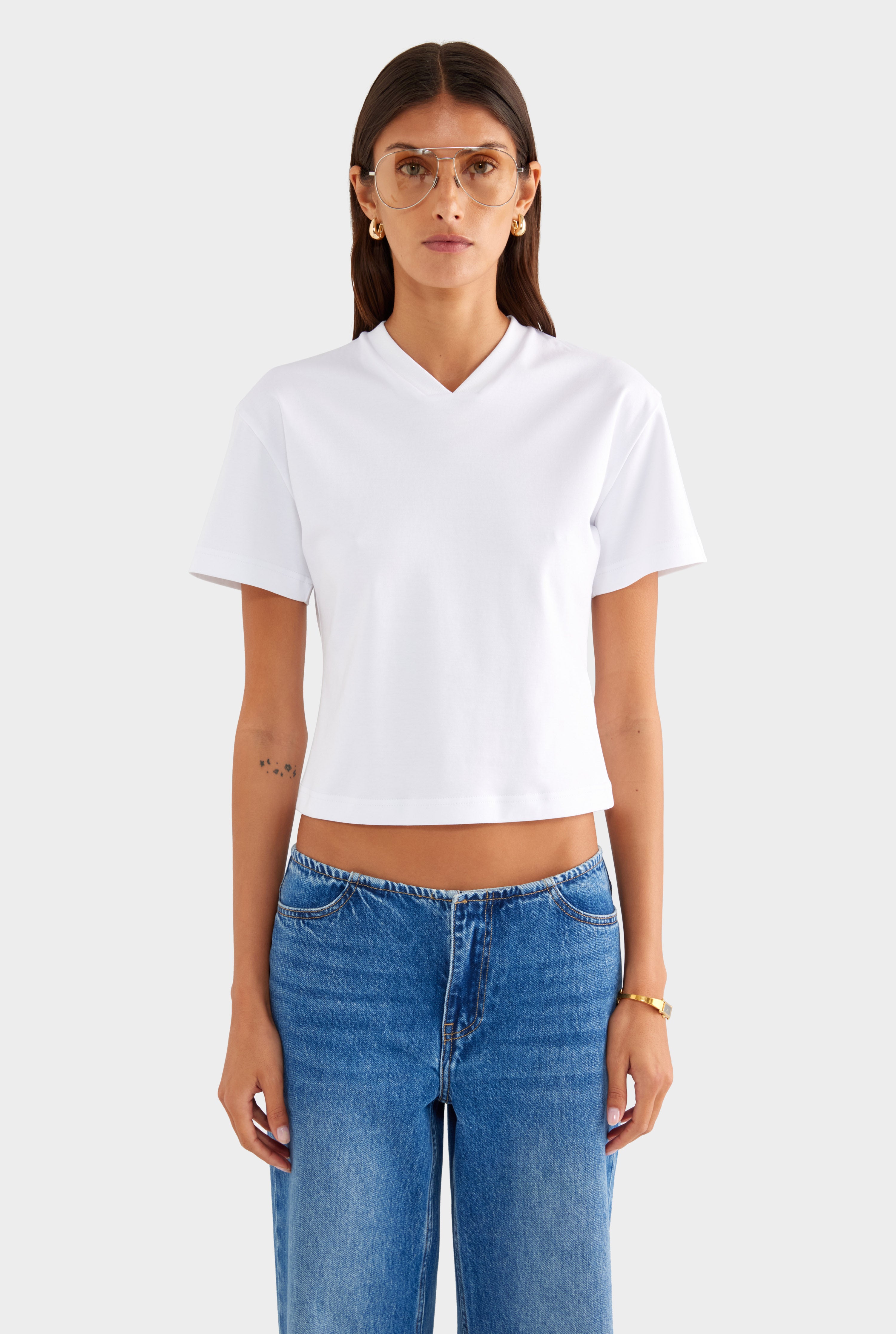 V Neck Tee - Off White