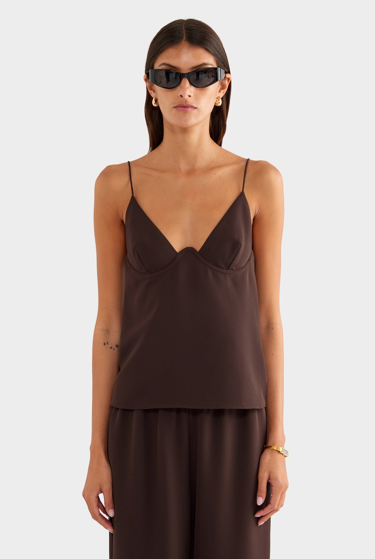 Underwire Cami Top - Dark Chocolate - XS