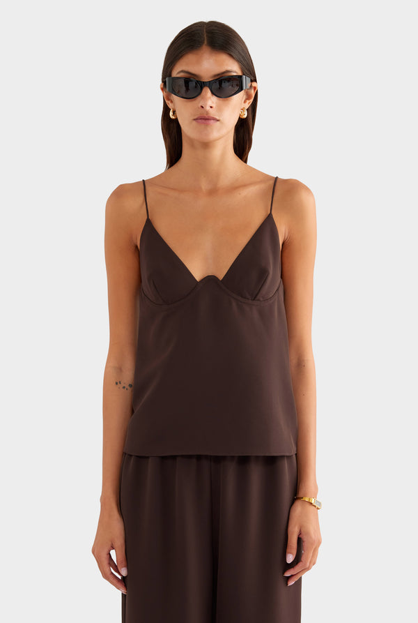 Underwire Cami Top - Dark Chocolate - XS