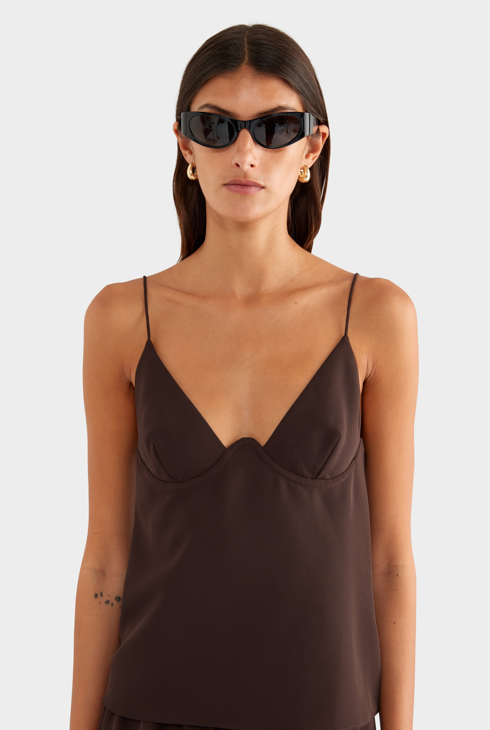 Underwire Cami Top - Dark Chocolate - XS