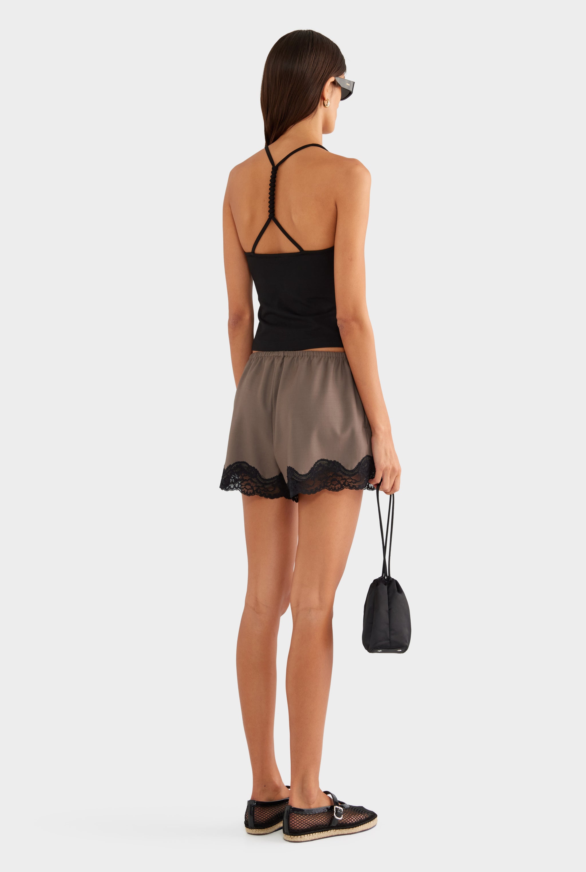 Braided Strap Halter Top - Black - XS