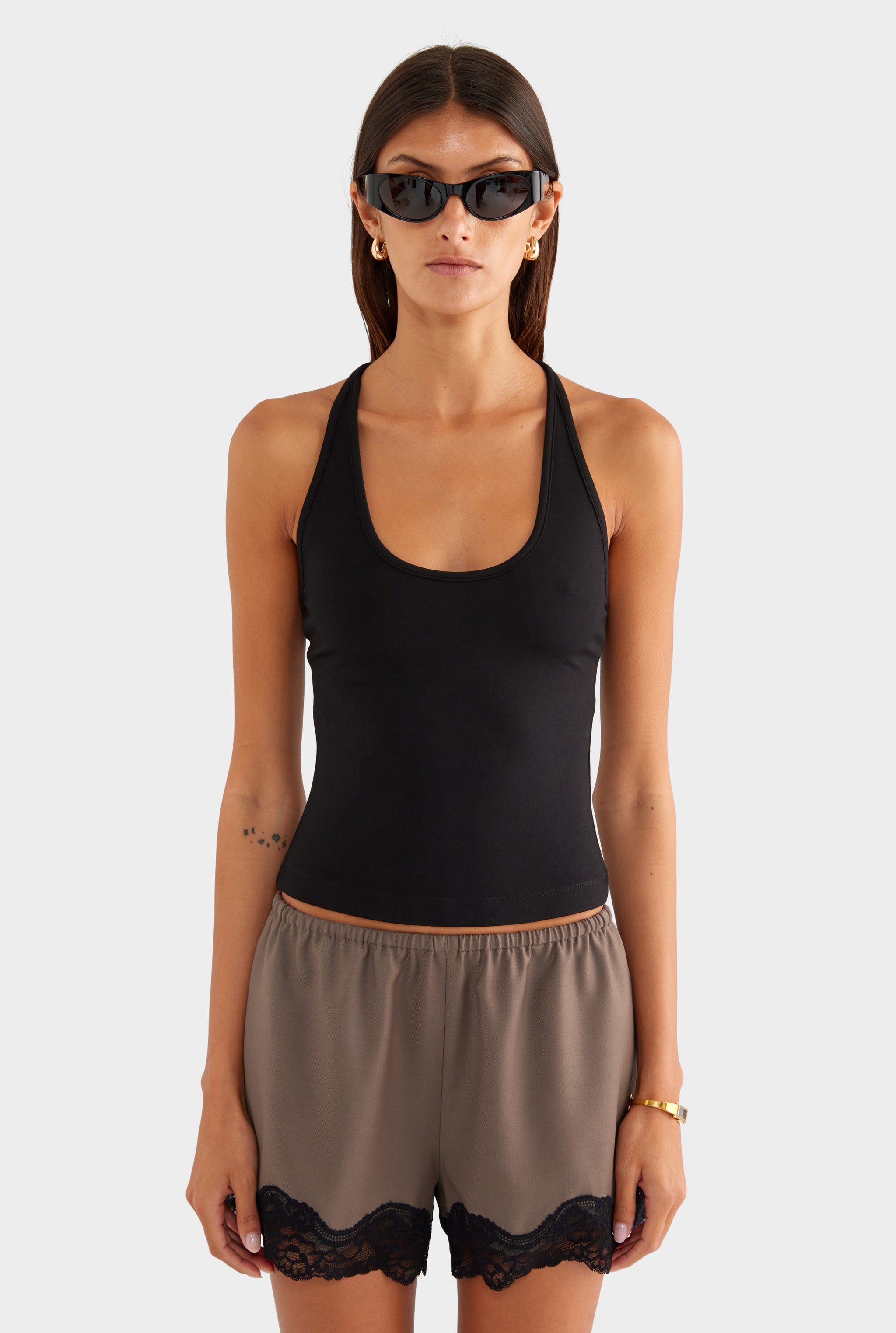 Wool Lace Trim Short - Mocha - XS