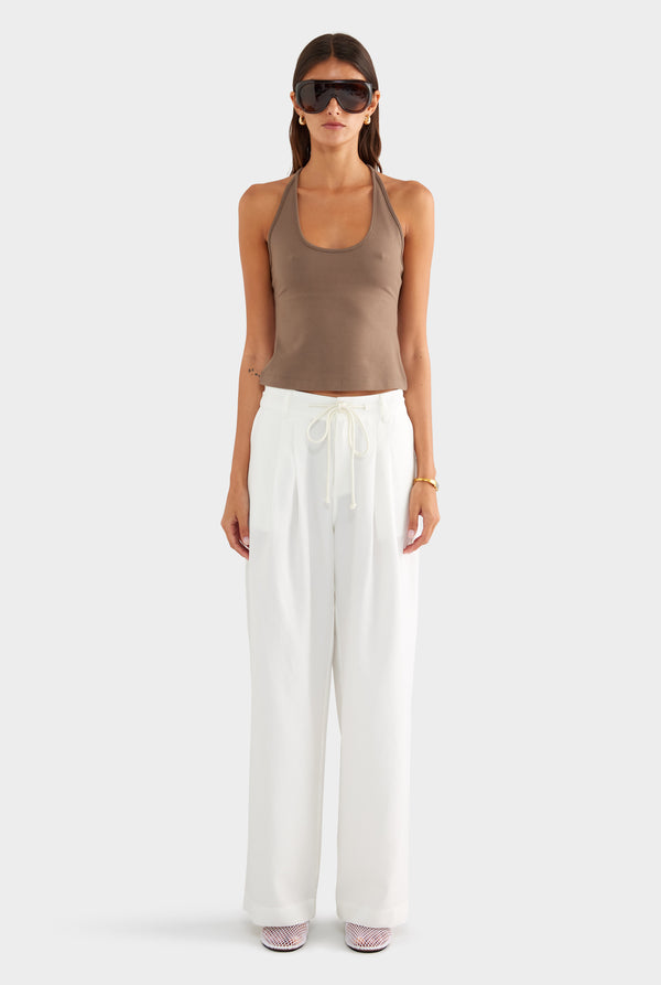 Relaxed Pleat Front Tencel Pant - Off White - XS