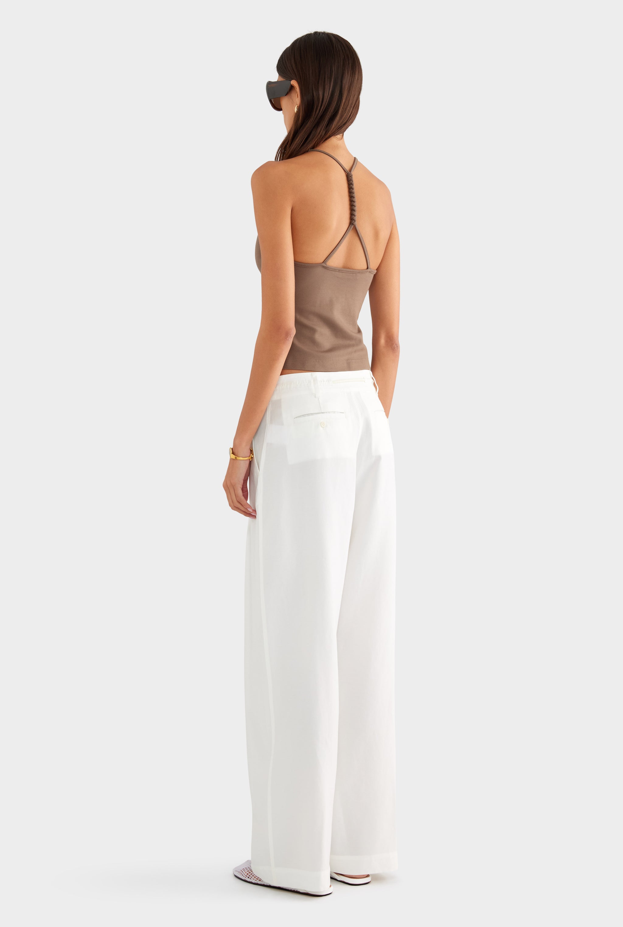 Relaxed Pleat Front Tencel Pant - Off White - XS
