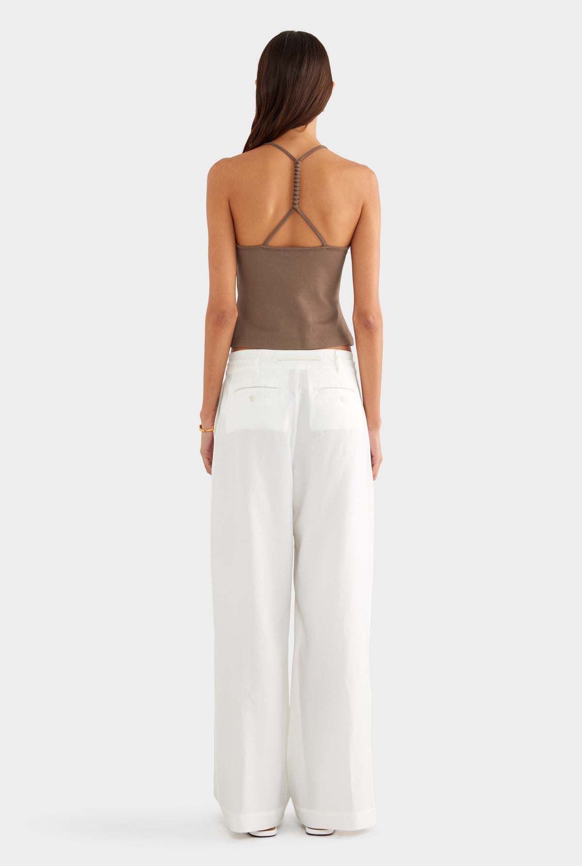 Braided Strap Halter Top - Chocolate Chip - XS