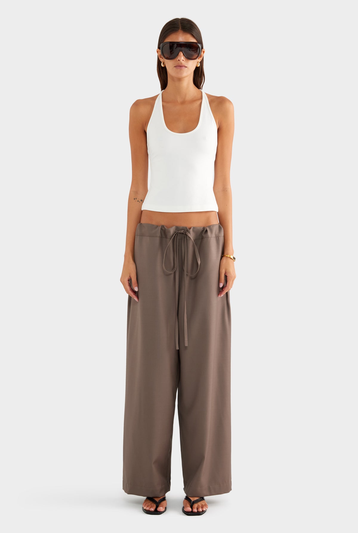 Braided Strap Halter Top - Off White - XS