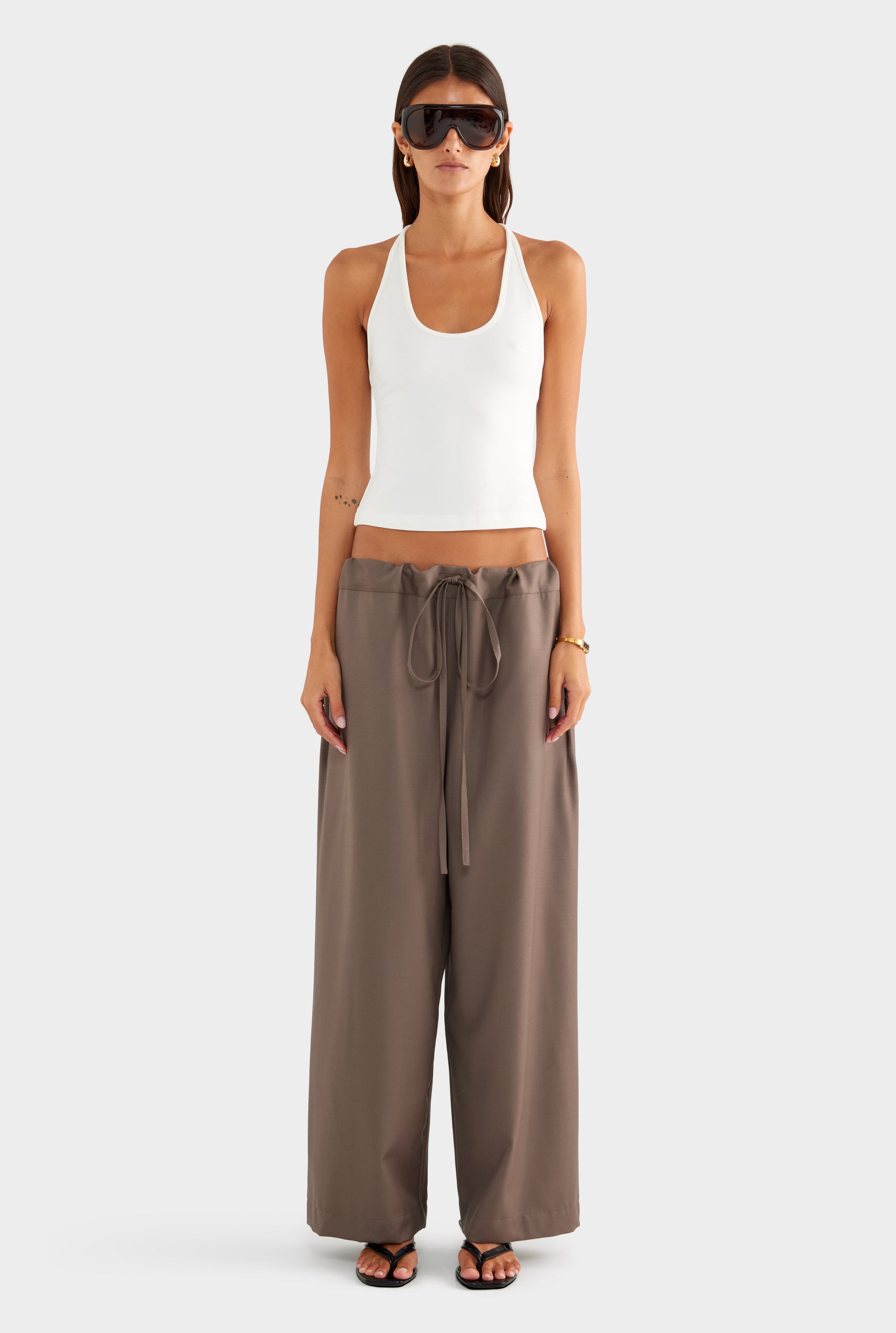 Wool Paperbag Pant - Mocha - XS