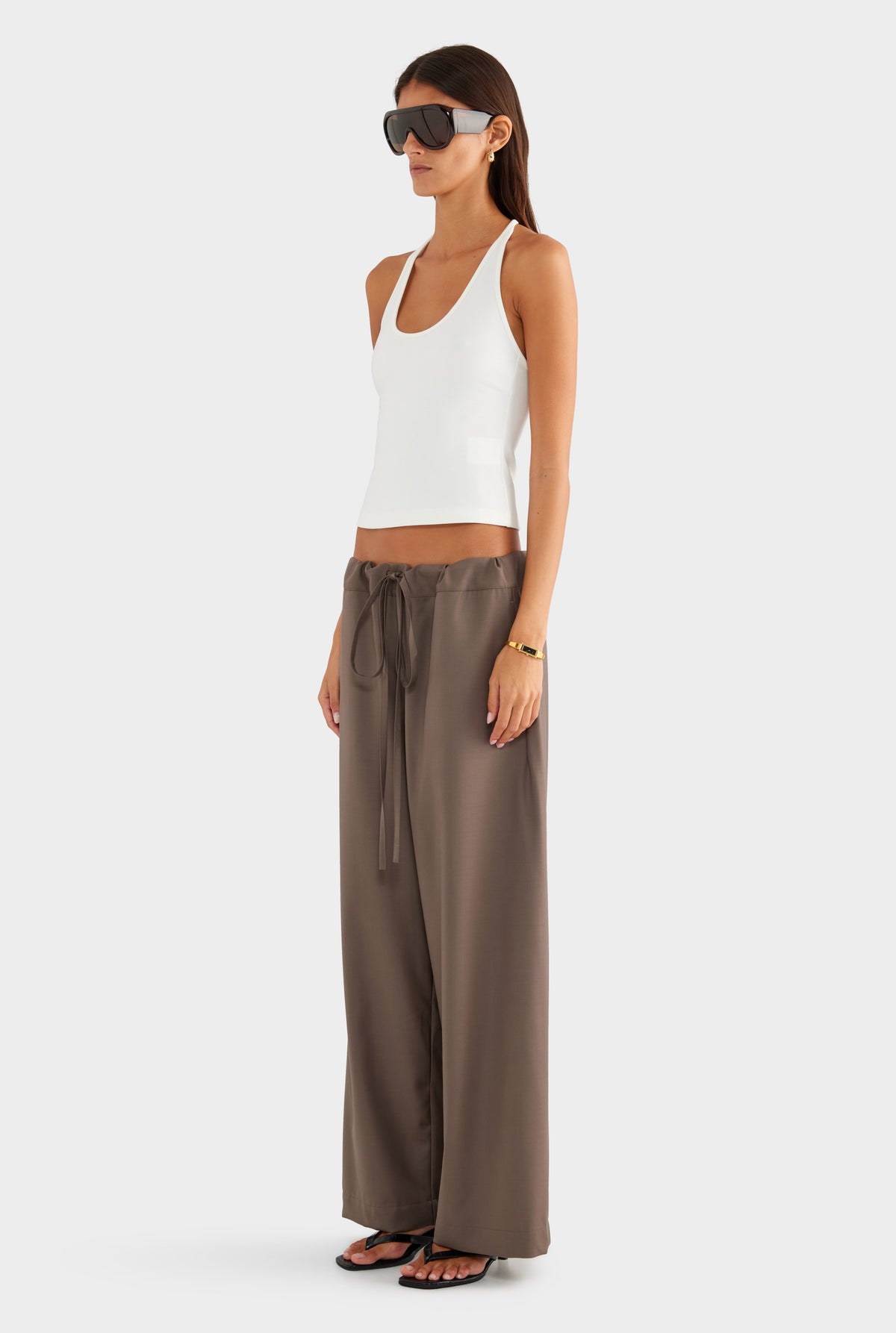 Wool Paperbag Pant - Mocha - XS