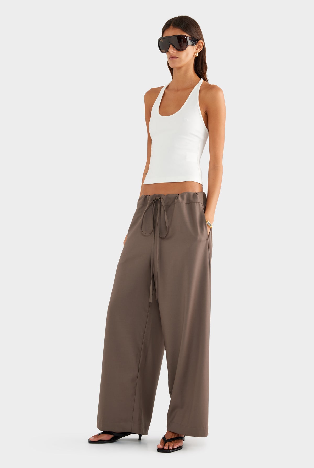 Wool Paperbag Pant - Mocha - XS