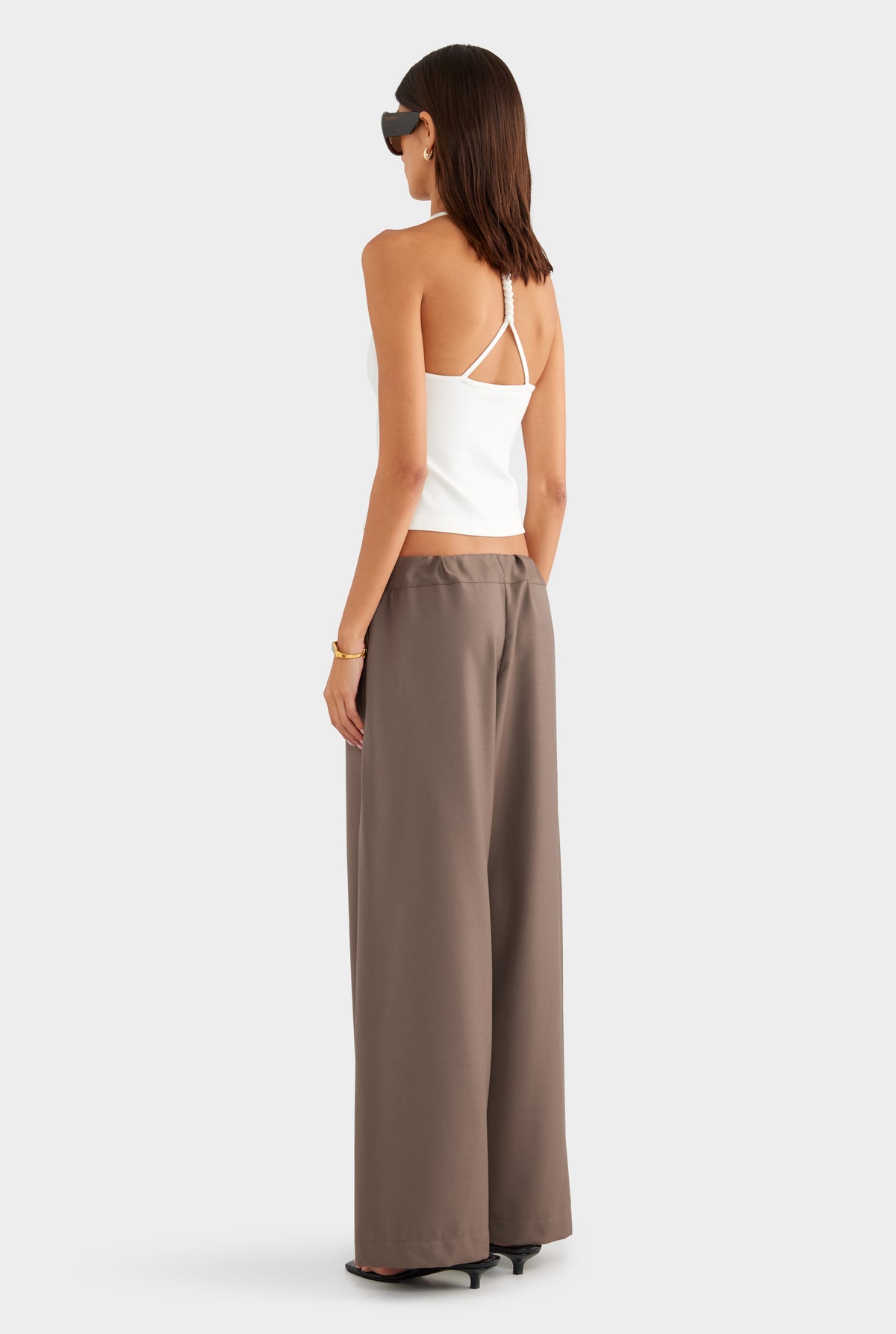 Braided Strap Halter Top - Off White - XS