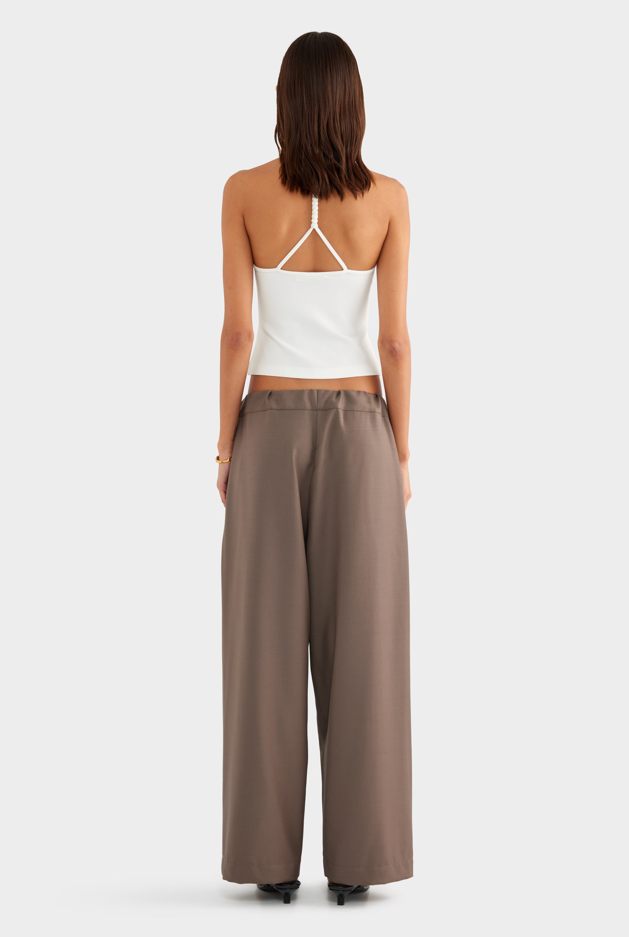 Wool Paperbag Pant - Mocha - XS