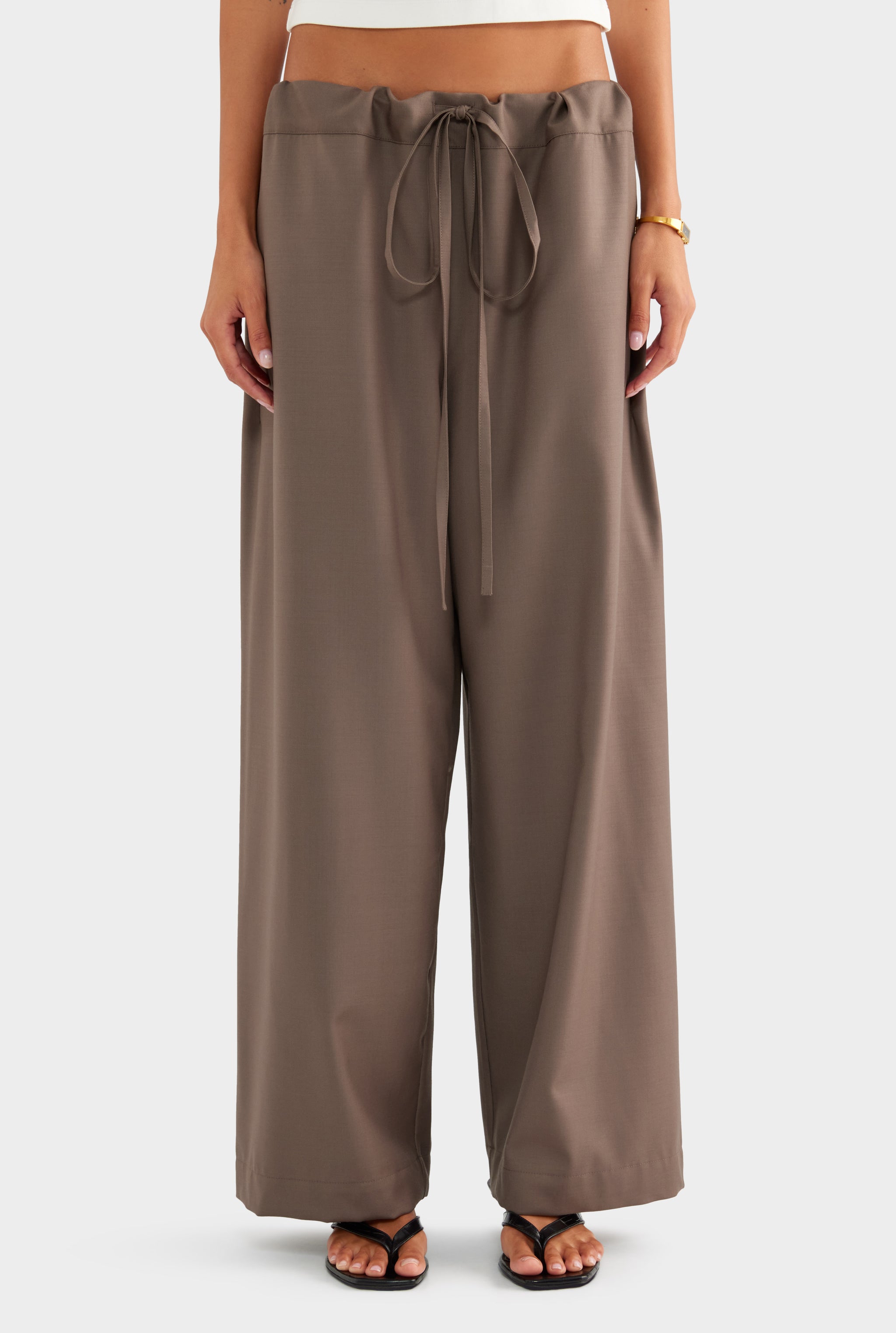 Wool Paperbag Pant - Mocha - XS