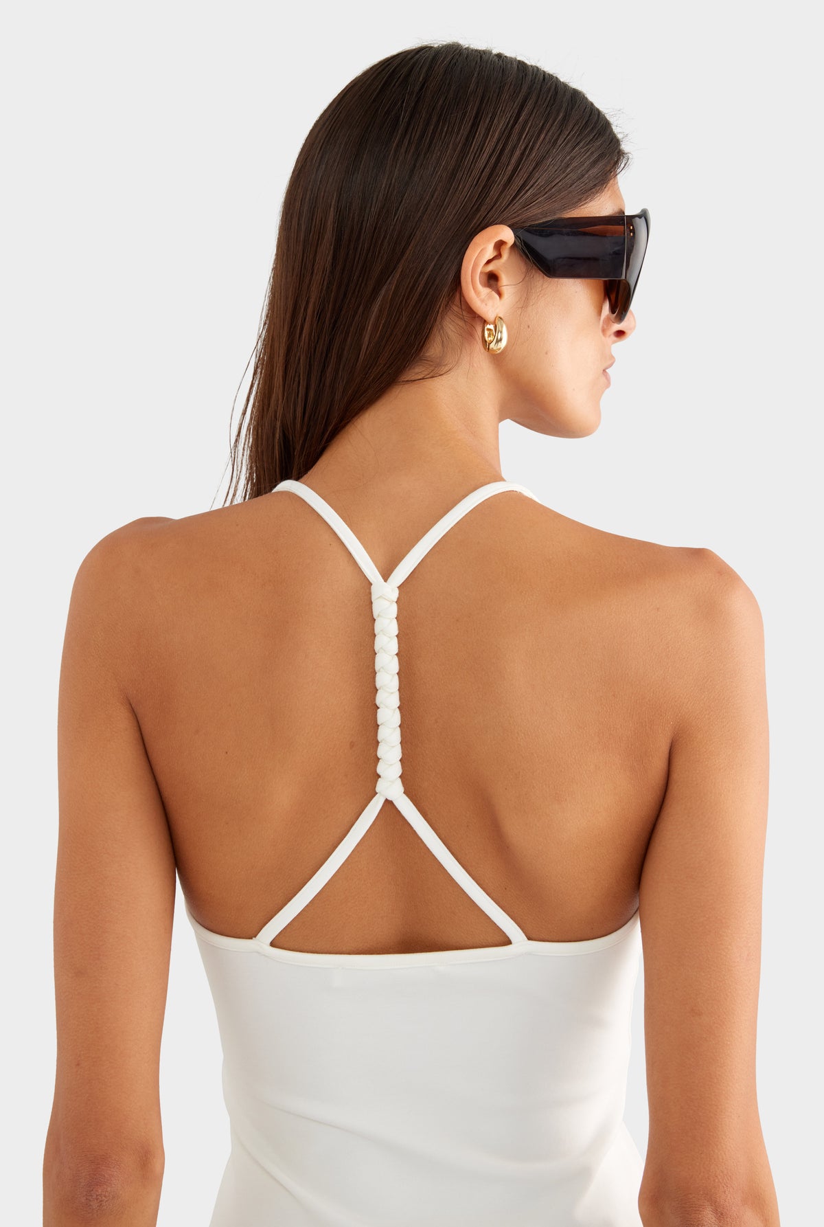 Braided Strap Halter Top - Off White - XS