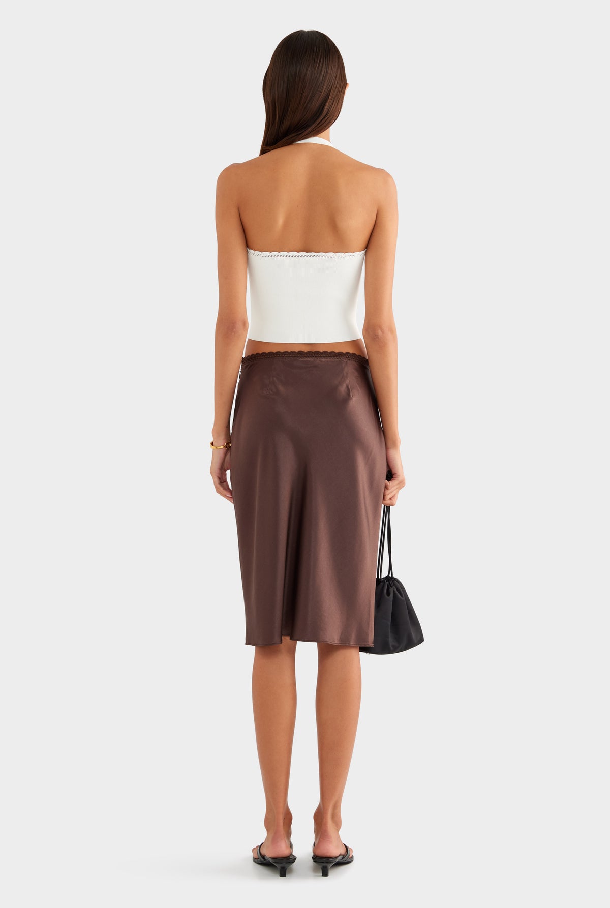 Crochet Trim Knit Halter - Off White - XS