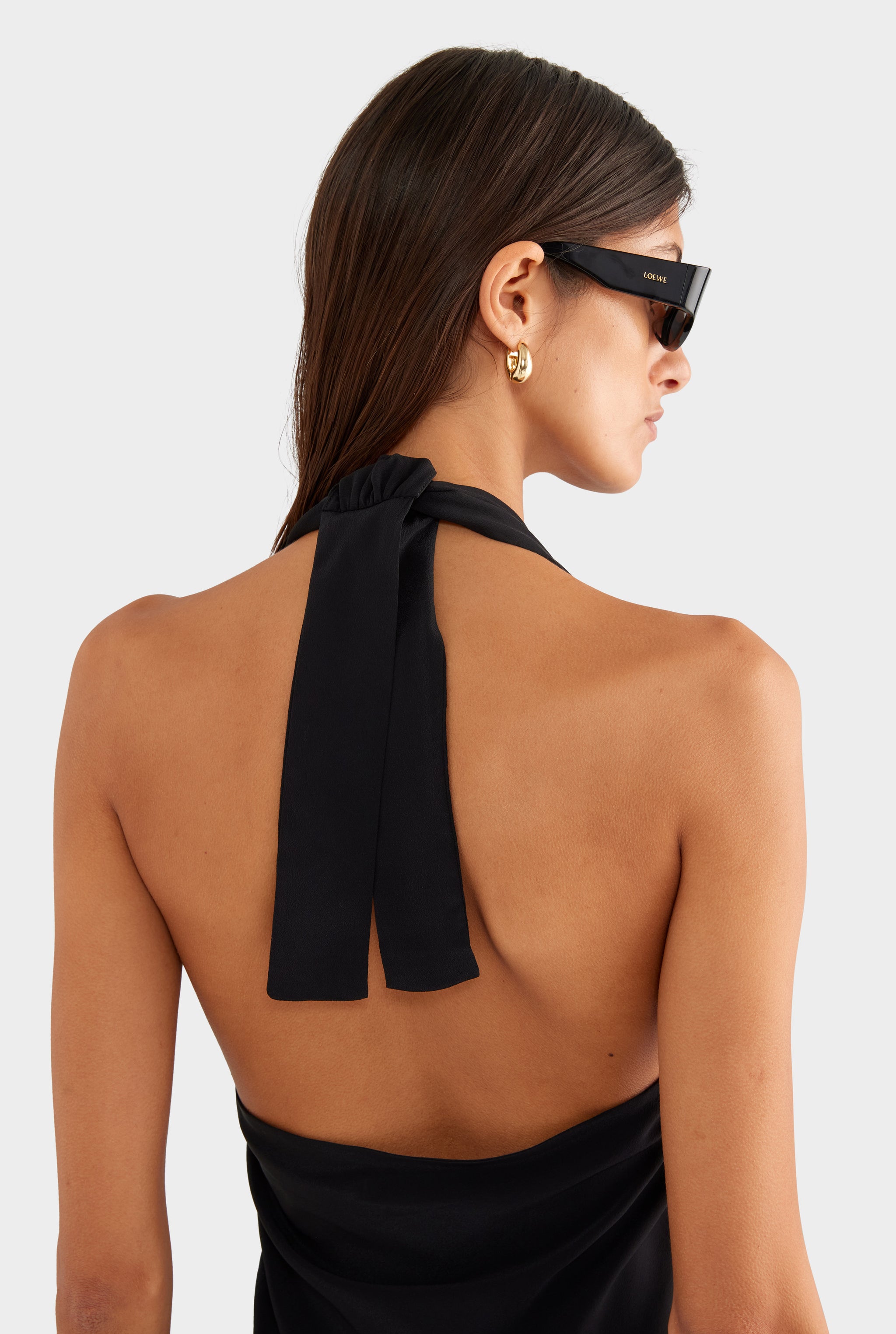Halter Tie Mini Dress - Black