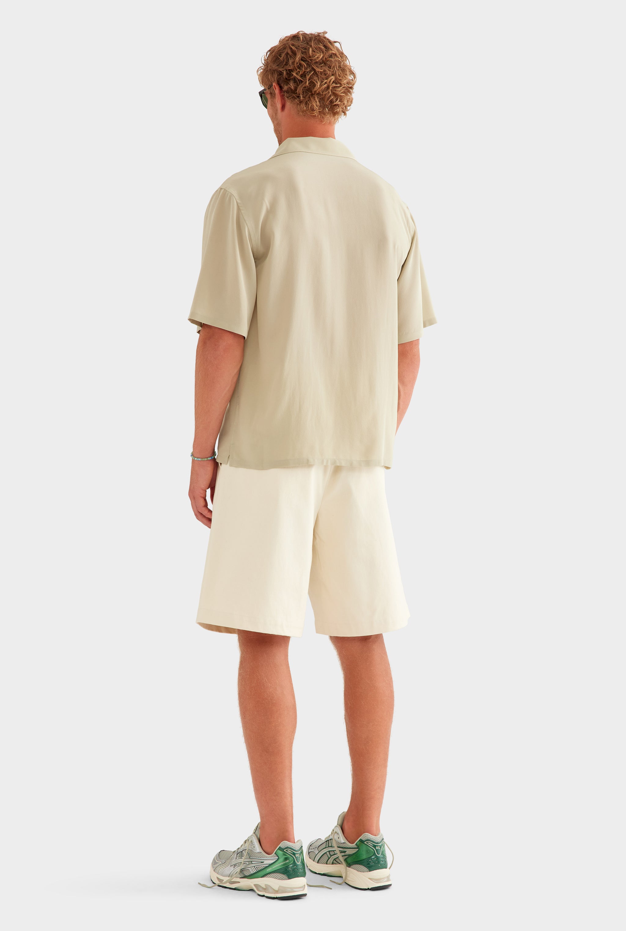 Short Sleeve Silk Camp Collar Shirt - Sage