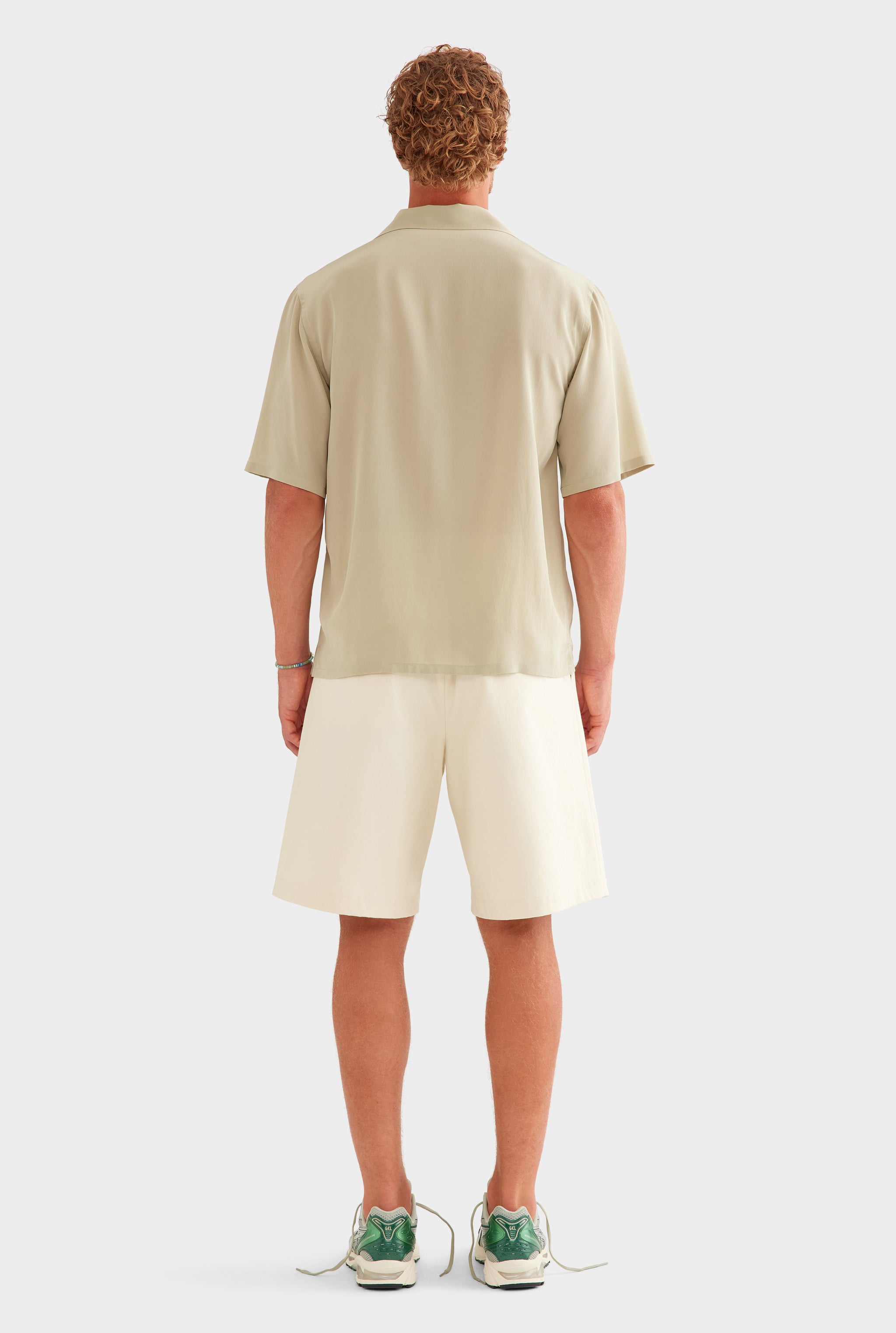 Short Sleeve Silk Camp Collar Shirt - Sage