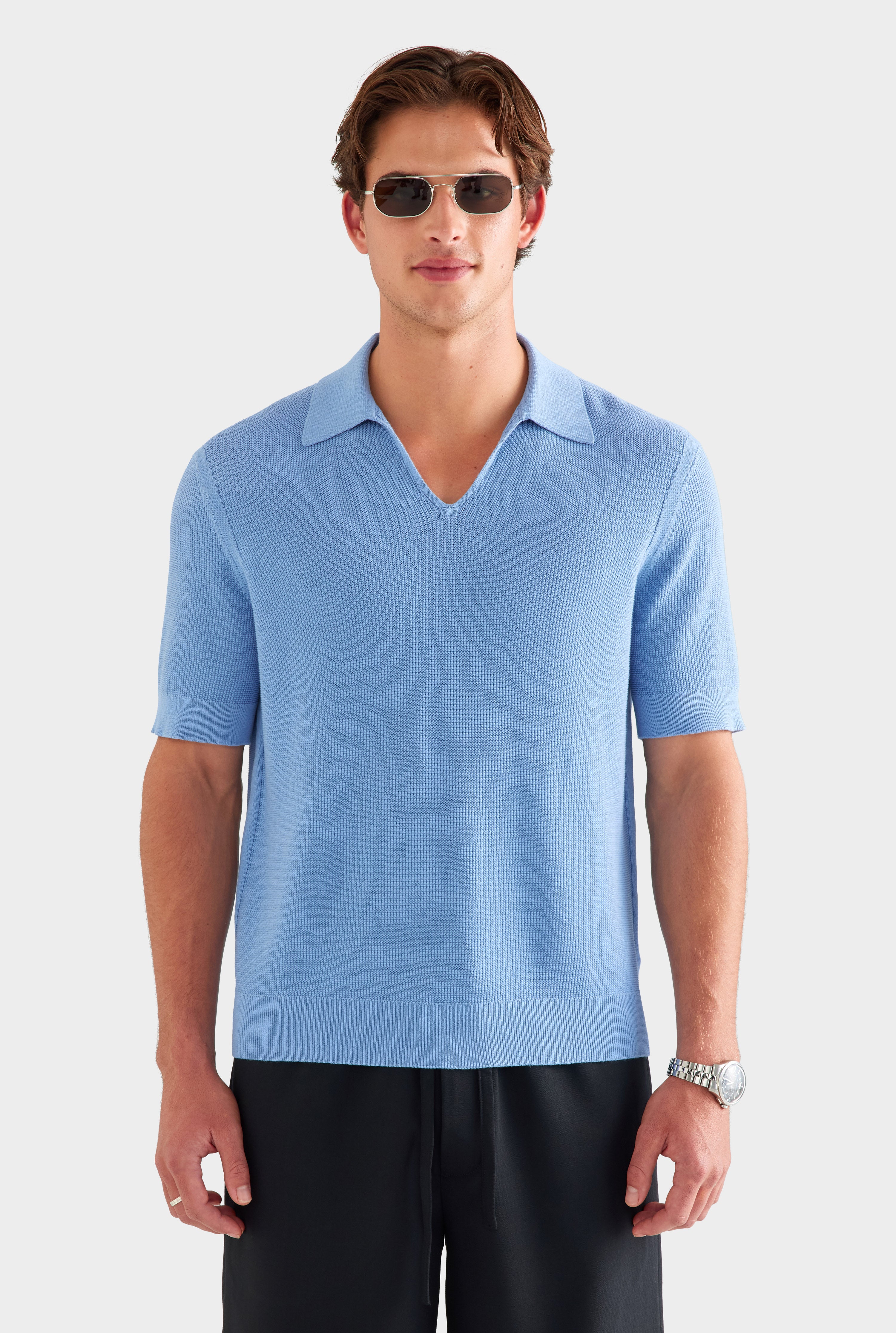 Lightweight Knit Polo - Dusk Blue