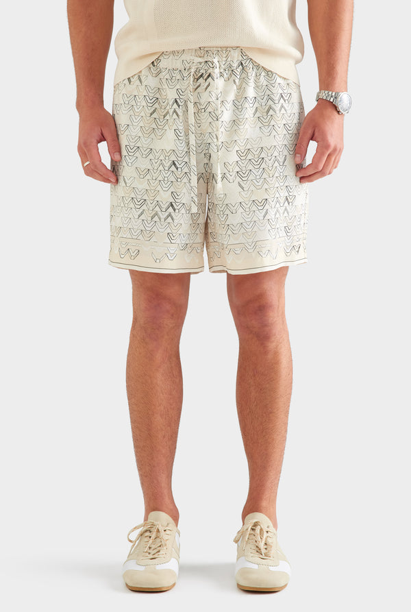Relaxed Tencel Short - Beige Sketched V Monogram