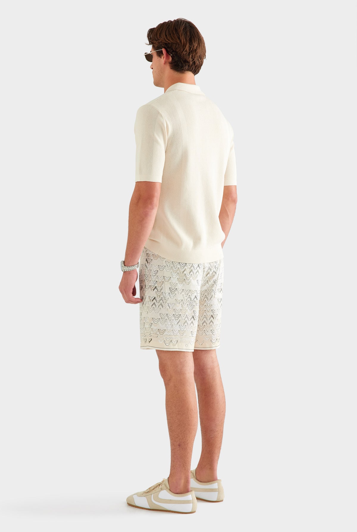 Relaxed Tencel Short - Beige Sketched V Monogram