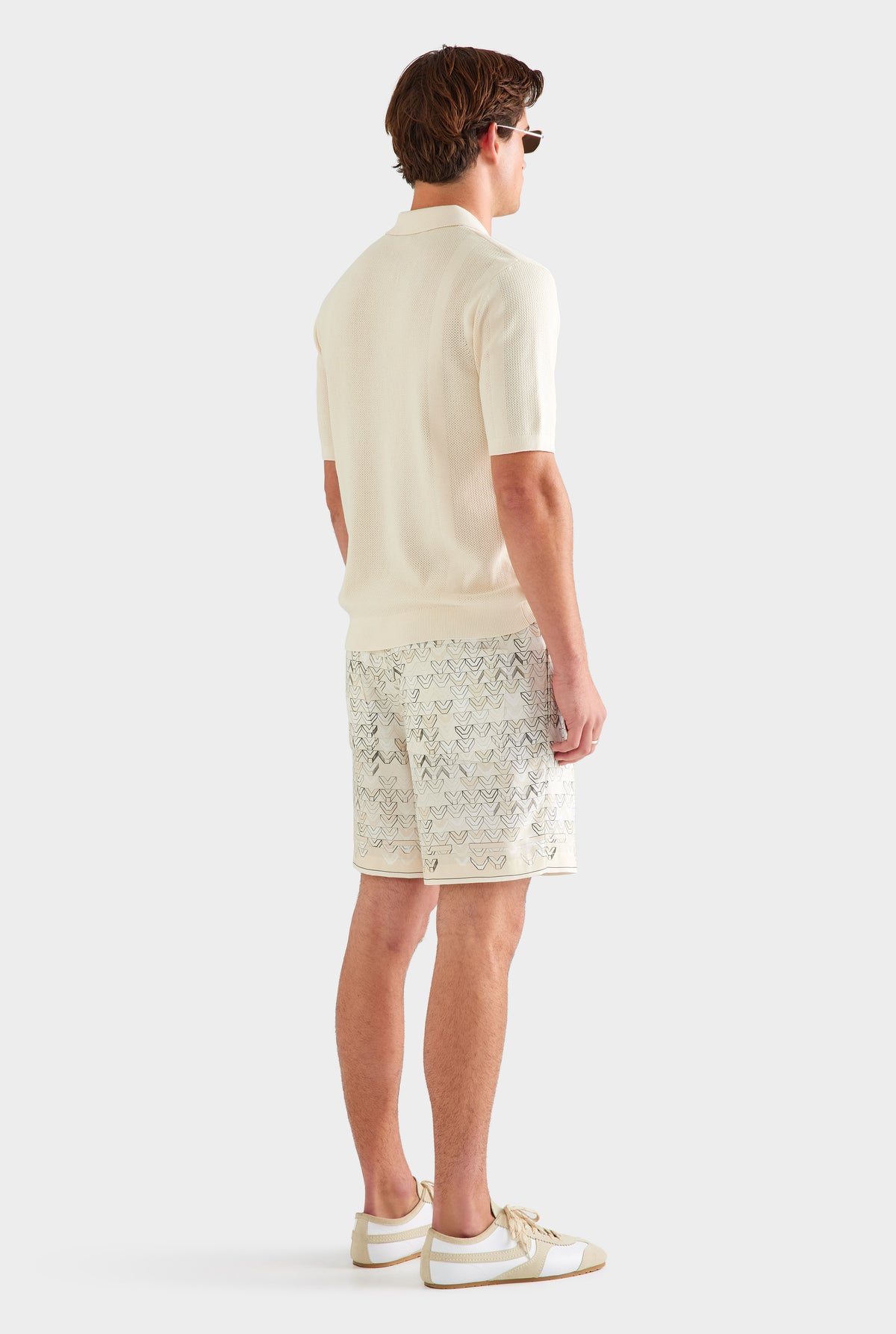 Relaxed Tencel Short - Beige Sketched V Monogram