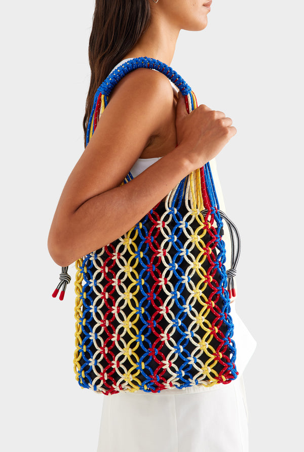 Stripe Macrame Tote - Barcelona Stripe