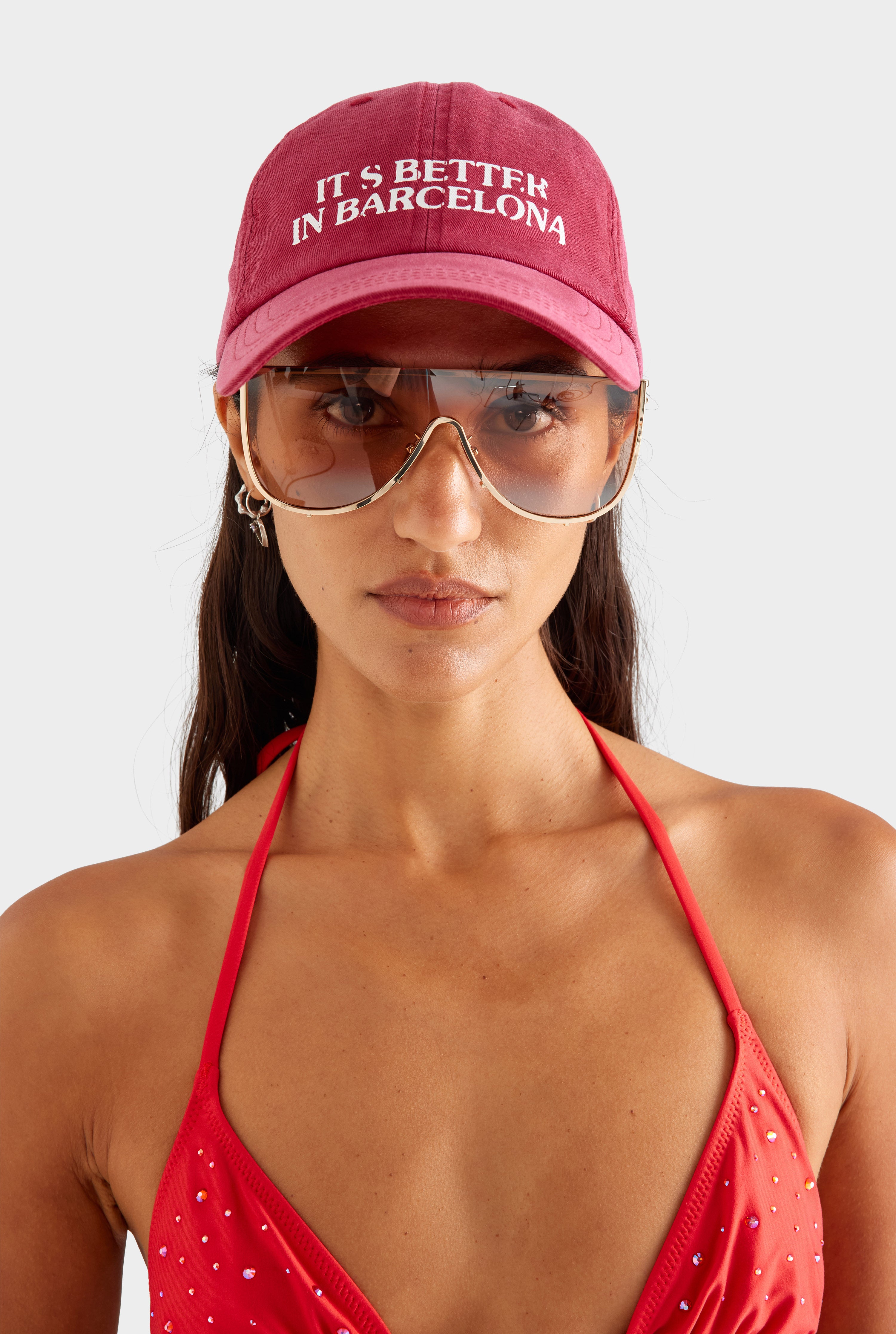 Its Better In Barcelona Cotton Twill Cap - Sangria
