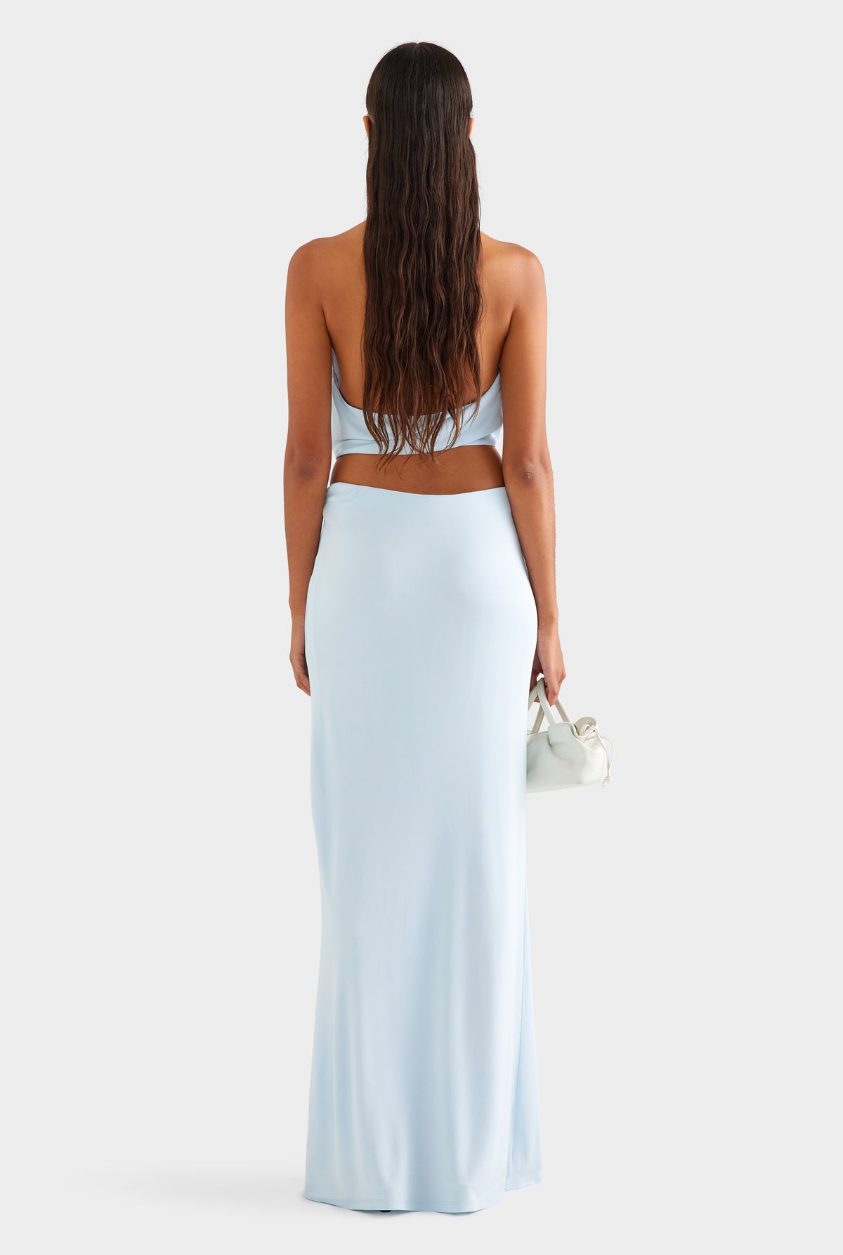 Drawstring Sash Maxi Dress - Ice Blue