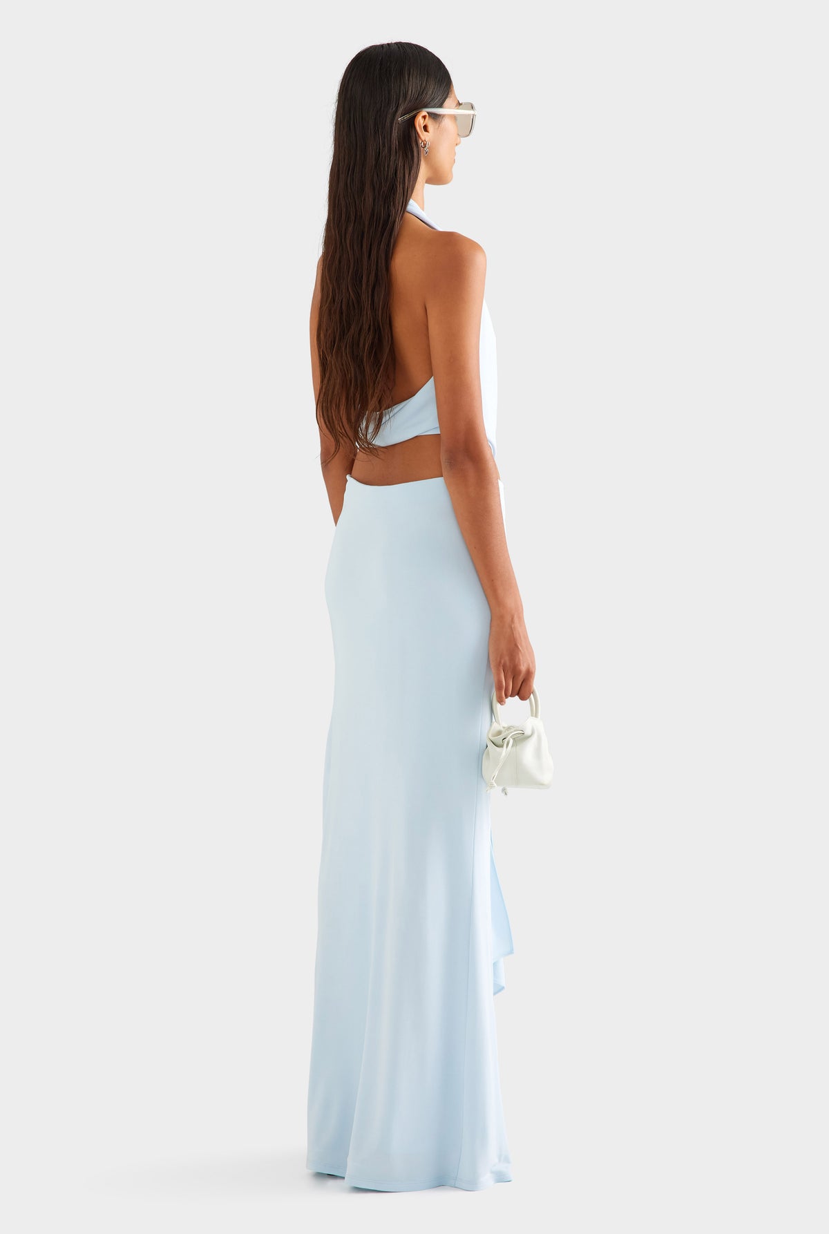 Drawstring Sash Maxi Dress - Ice Blue