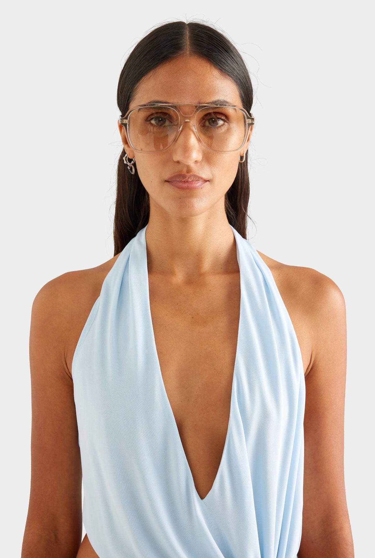Drawstring Sash Maxi Dress - Ice Blue