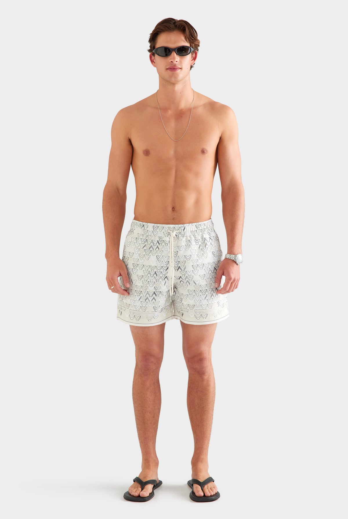 Printed Swim Short - Beige Sketched V Monogram
