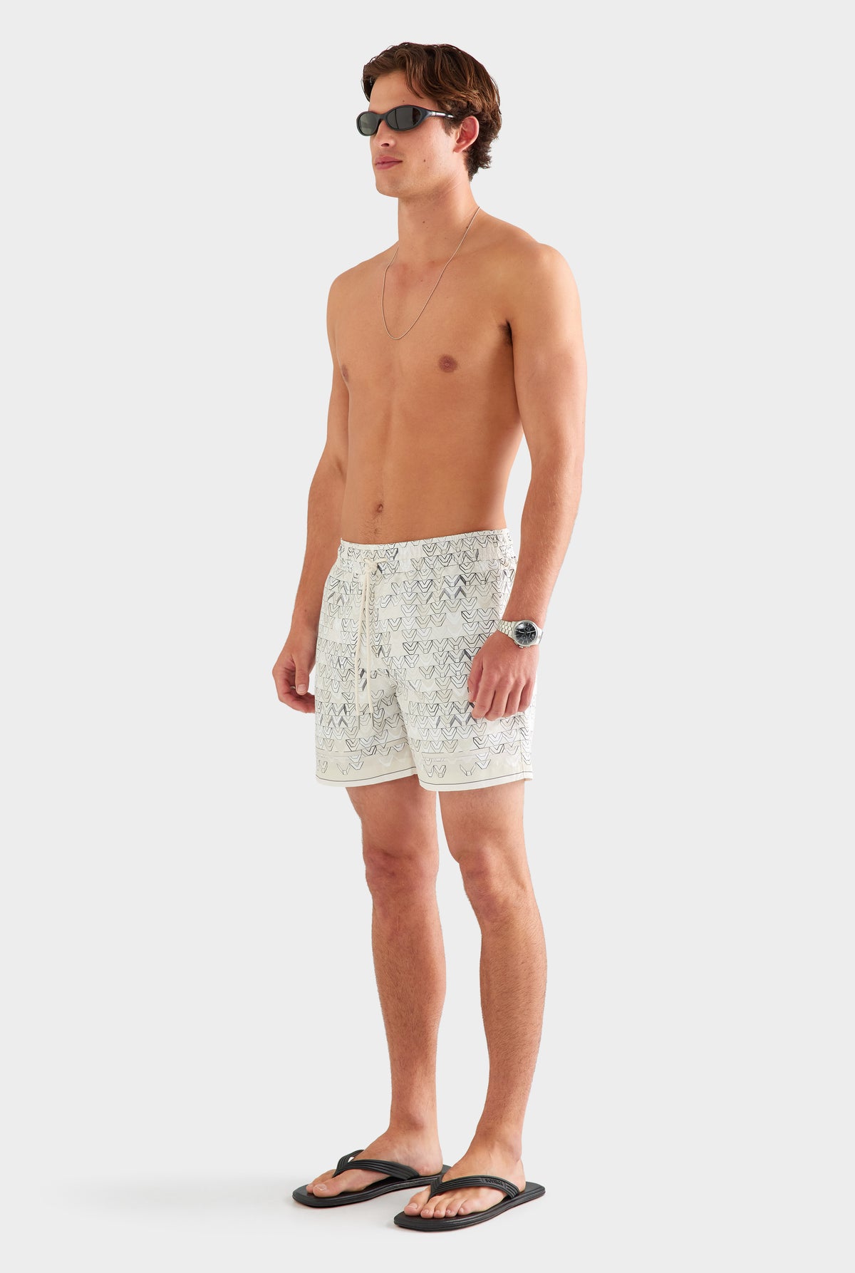 Printed Swim Short - Beige Sketched V Monogram