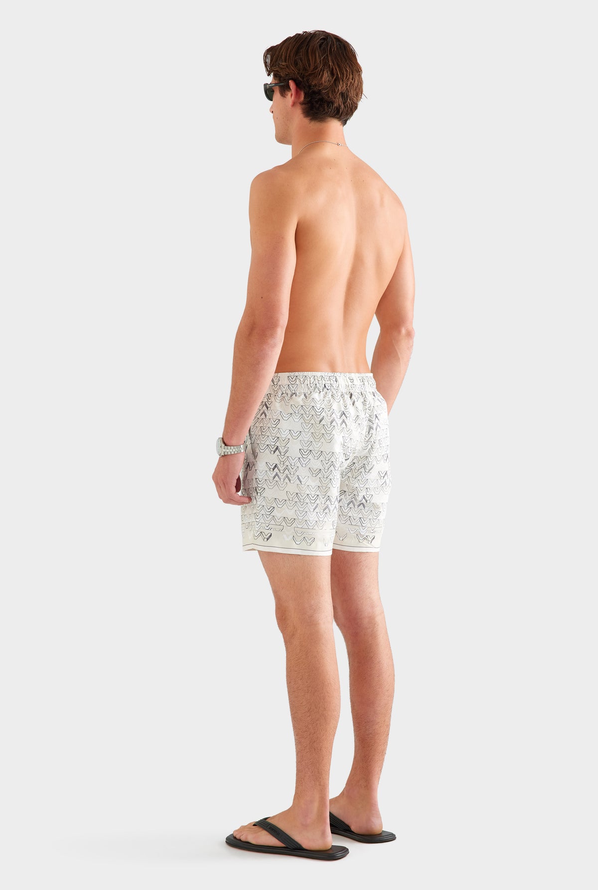 Printed Swim Short - Beige Sketched V Monogram
