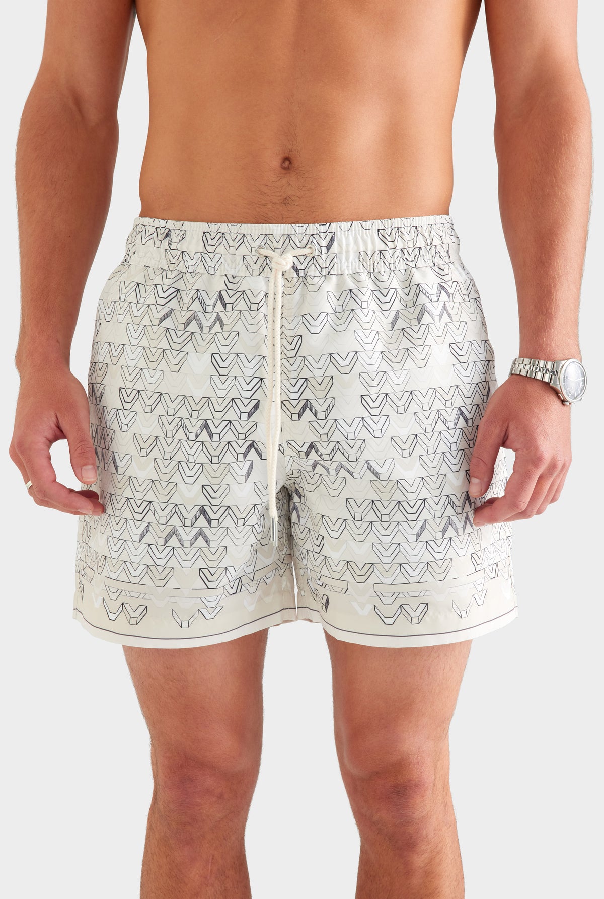 Printed Swim Short - Beige Sketched V Monogram
