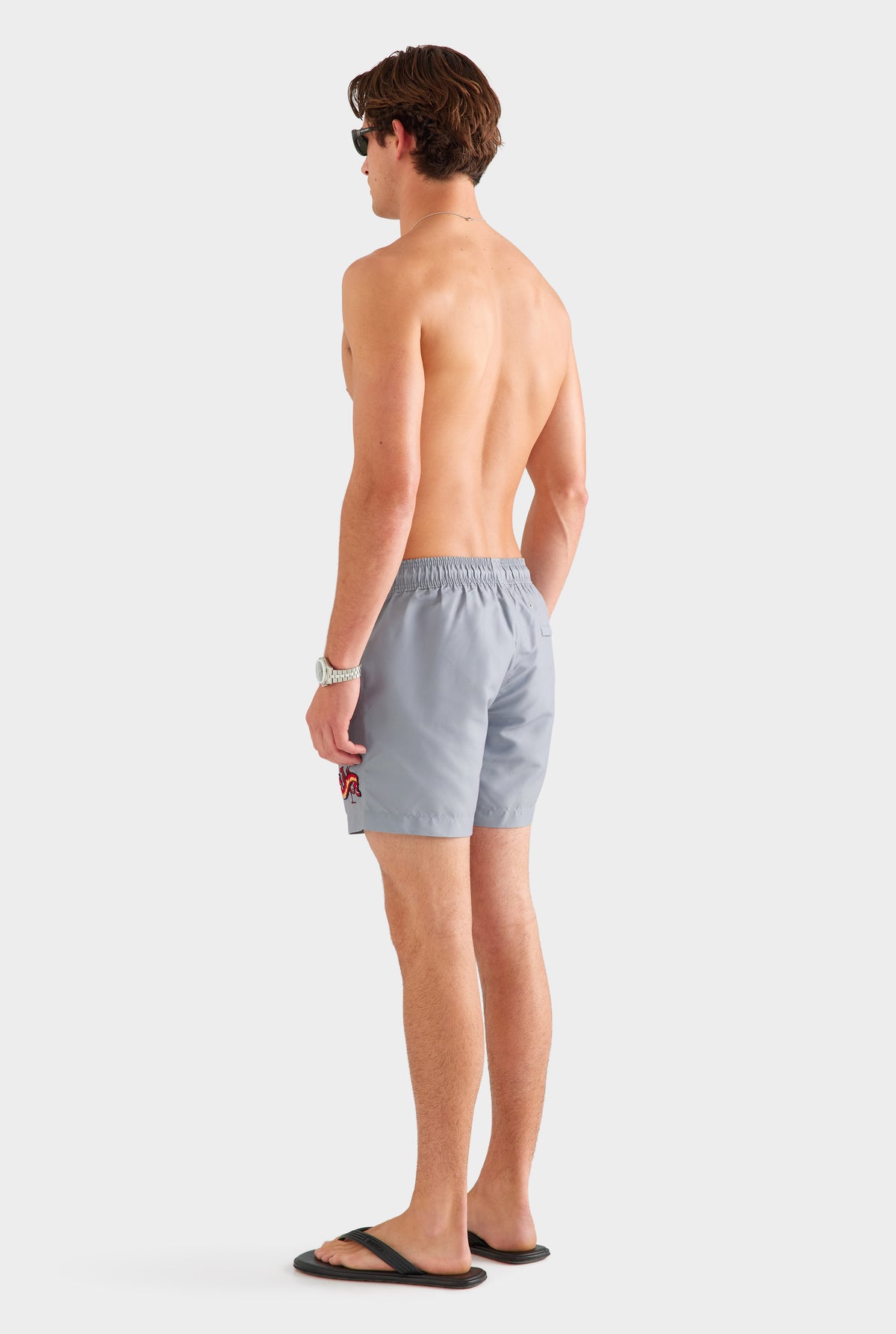 Printed Swim Short - Washed Grey/Barcelona Dragon
