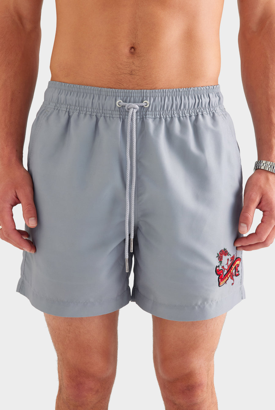 Printed Swim Short - Washed Grey/Barcelona Dragon