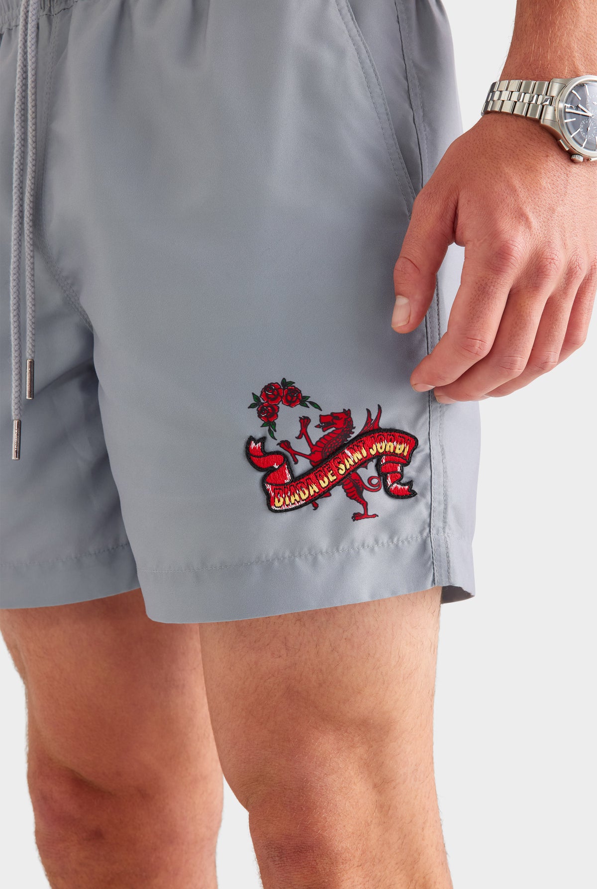 Printed Swim Short - Washed Grey/Barcelona Dragon