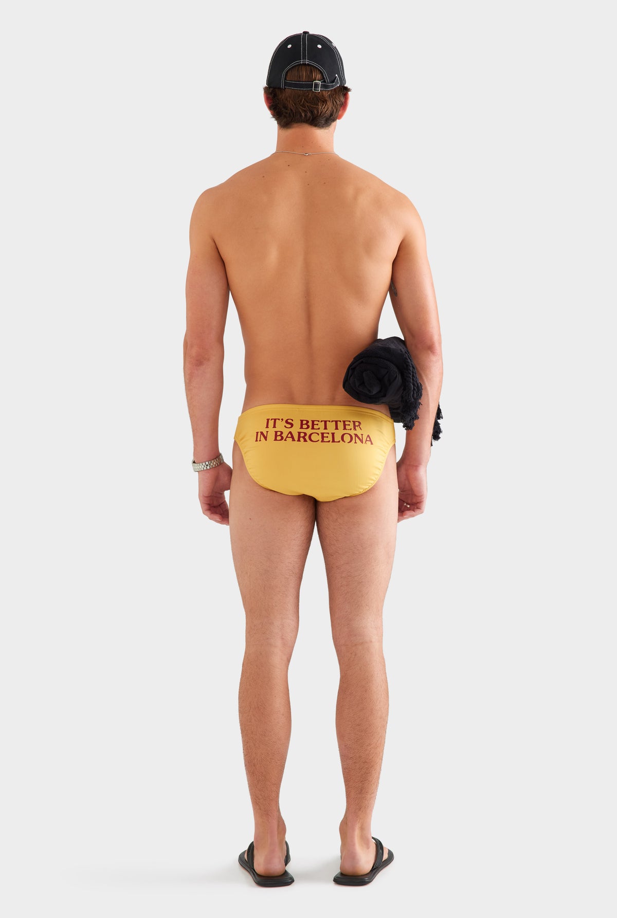 Tape Trim Swim Brief - Ochre/Red