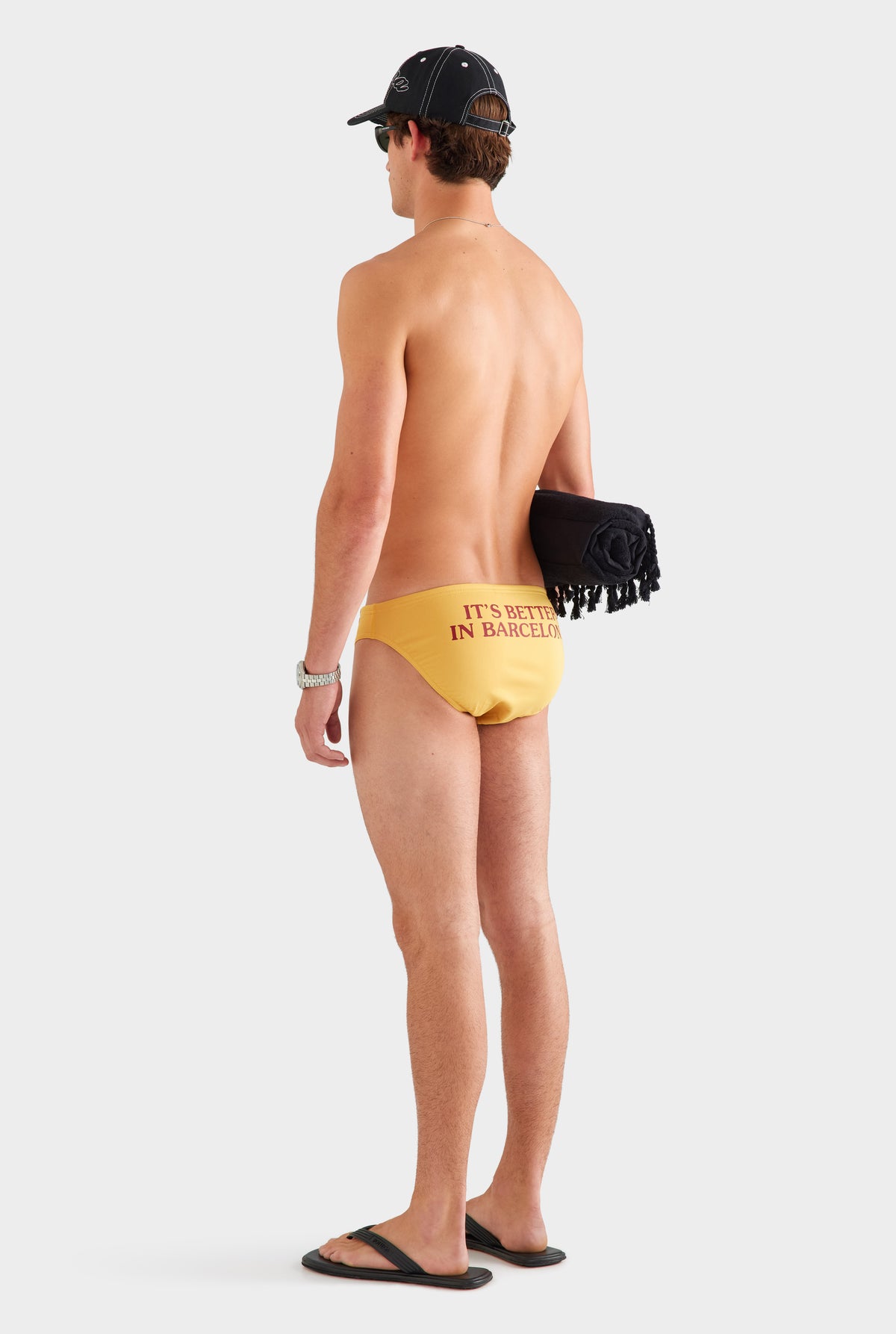 Tape Trim Swim Brief - Ochre/Red